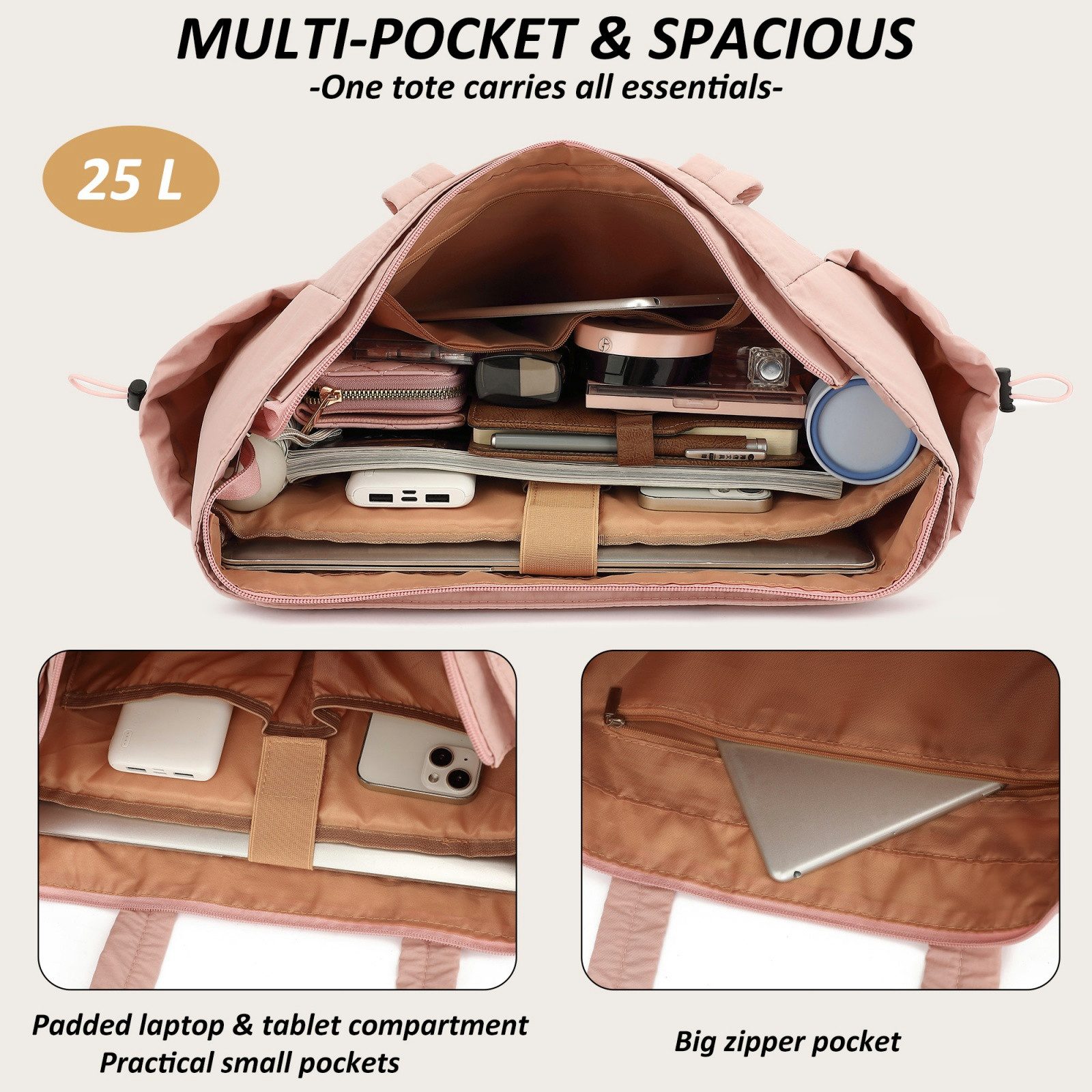 TAN.TOMI Umhängetasche Handtasche gesteppte Tragetasche Messenger Laptop Tasche, Mit Laptopfach und Reißverschluss für Schule Arbeit Reisen