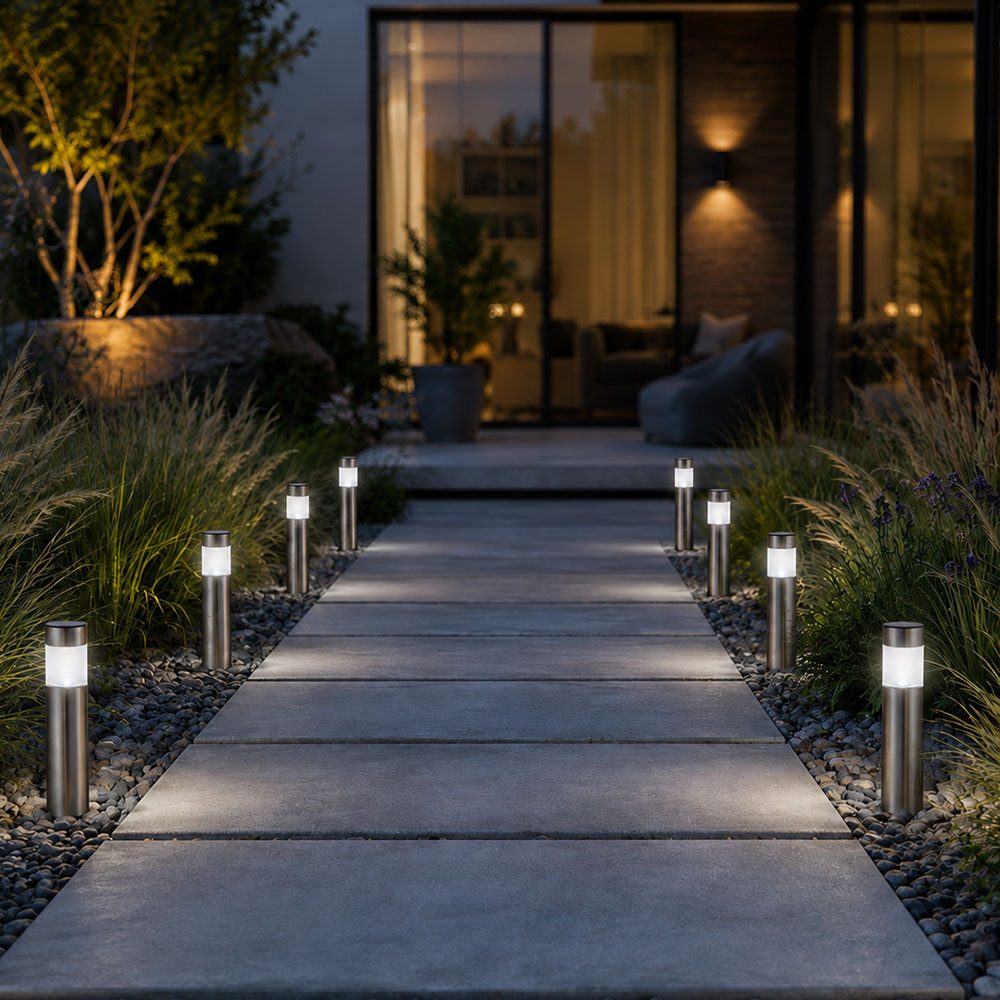 GLOBO LIGHTING LED Gartenleuchte, LED-Leuchtmittel fest verbaut, 8er Set LED Solar Steck Leuchten Garten Weg Außen Beleuchtung IP44