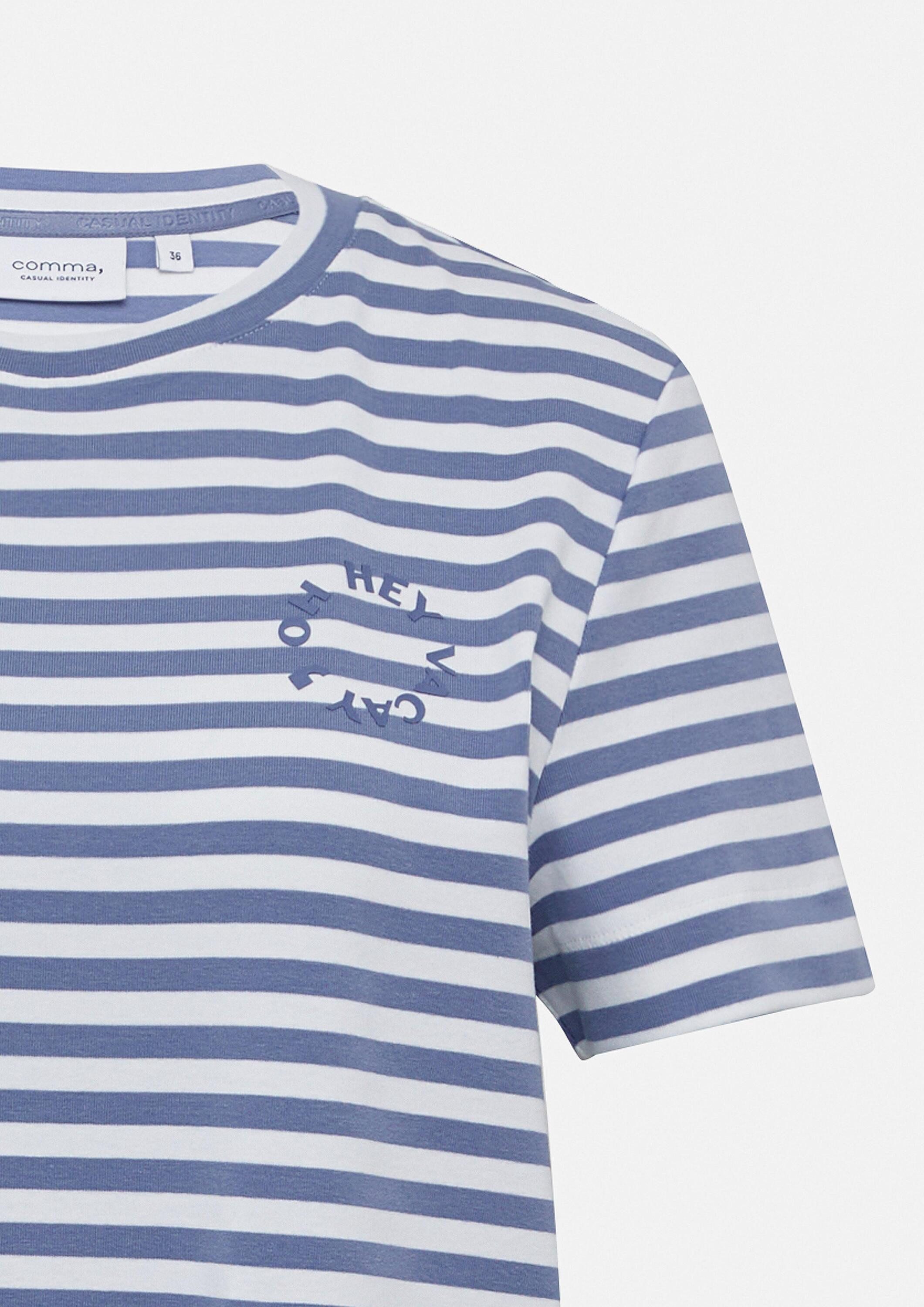 comma Midikleid Kleid Gestreiftes T-Shirt-Kleid in Midilänge