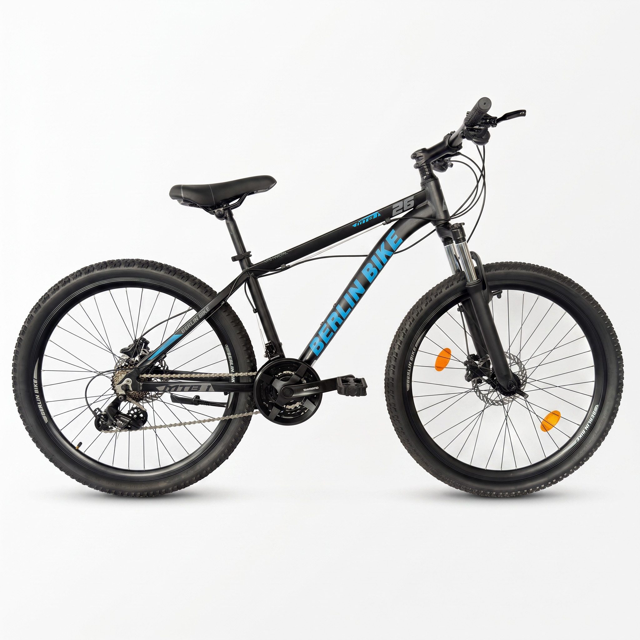 BERLIN BIKE Mountainbike MTB1 Serien-Komplettset 26/27,5/29 Zoll mit Shimano-Ausstattung, 21 Gang Shimano FD-TZ500/RD-TY300D Schaltwerk, Kettenschaltung, (Shimano Kurbel, Dacron Hydraulische Scheibenbremsen, Aluminiumrahmen), mit hydraulischen Scheibenbremsen