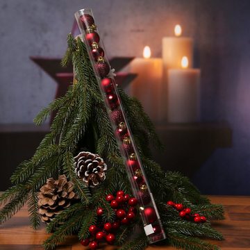 MARELIDA Weihnachtsbaumkugel Christbaumkugel bruchfest D: 3cm glänzend matt weinrot 14Stück f.Außen (14 St)