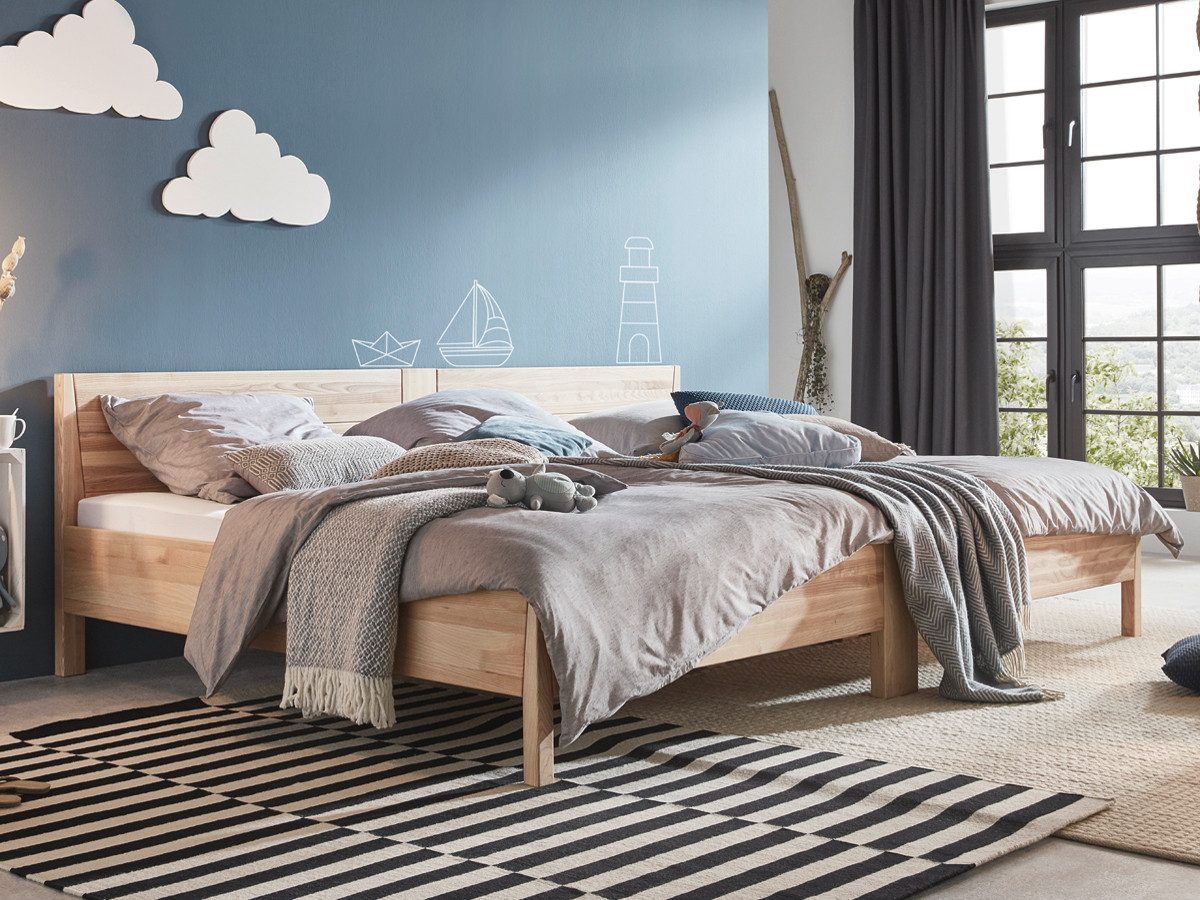 Massivholzbett Familienbett Viano (Buche oder Esche, geölte Oberfläche) (zertifiziertes Massivholz), Familienbett