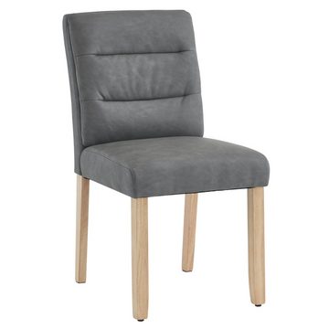 XDOVET Stuhl Familien Esszimmerstühle, 2er set, Stühle mit Eichenbeinrücken, Moderne Minimalistische Wohn- und Schlafzimmerstühle, grau