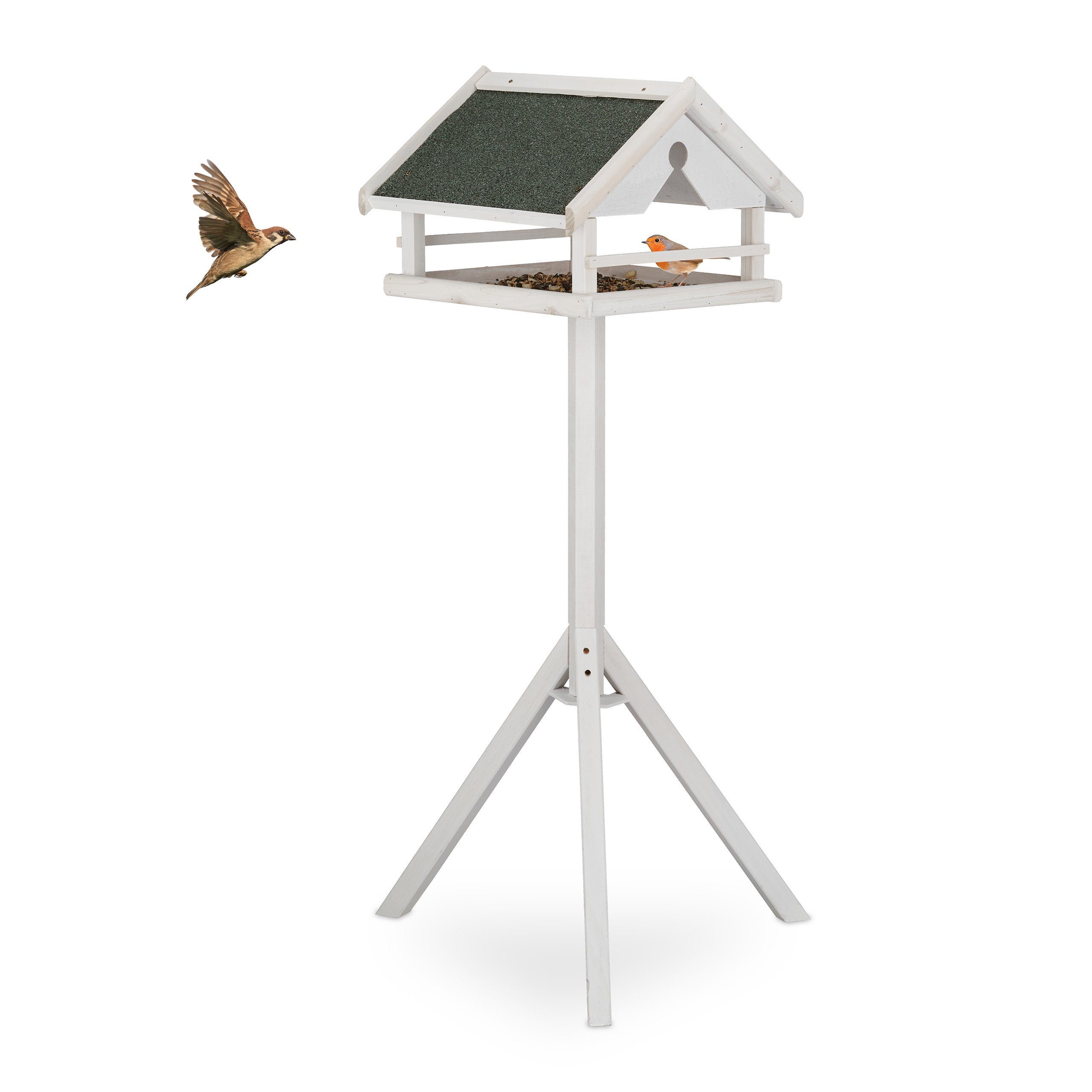 Vogelhaus Weißes Vogelfutterhaus mit Ständer