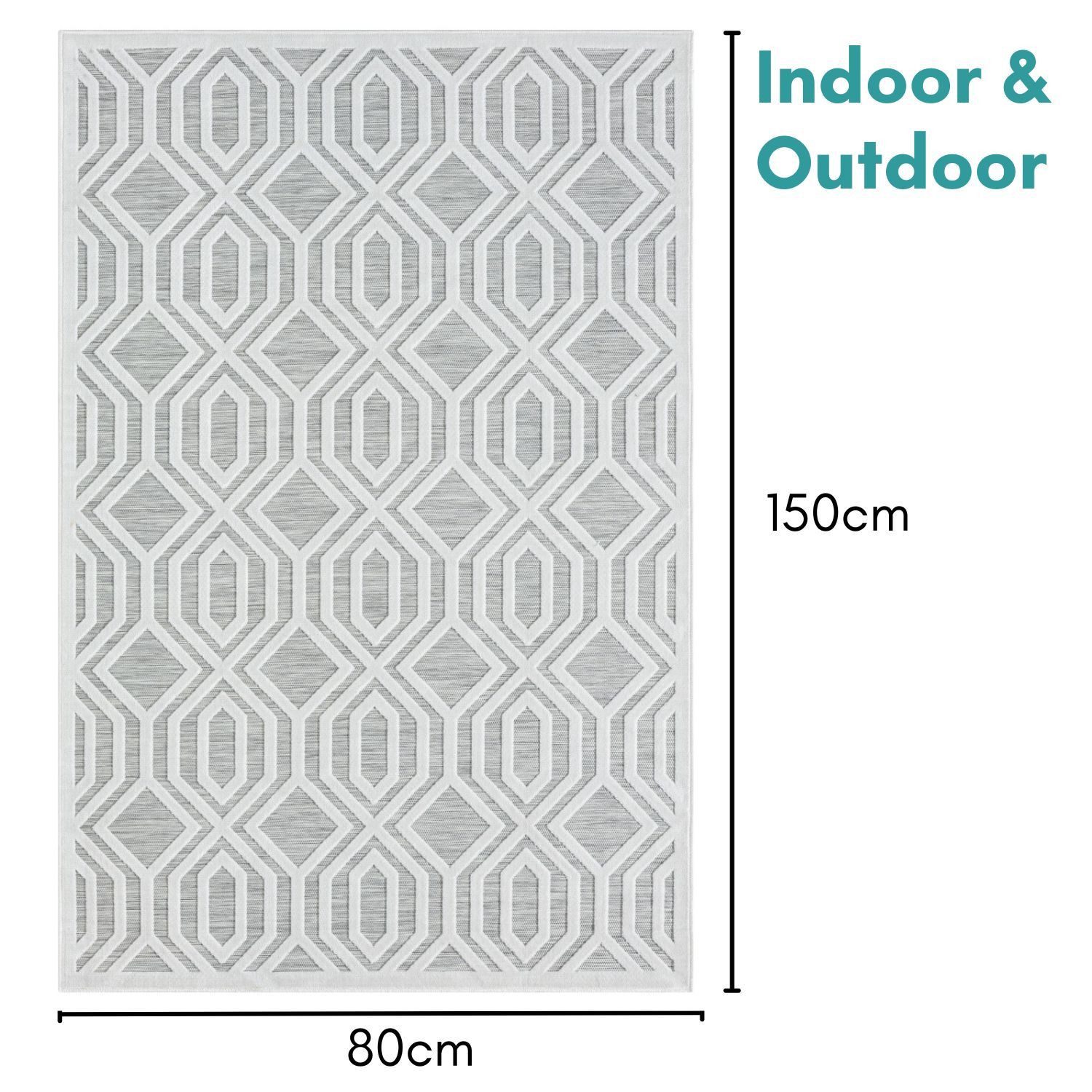 Wohnando Teppich MY-RUG Outdoor-Teppich "Fantasia" 150x80 cm, grau, rechteckig, Höhe: 8 mm, mit schlichtem Hoch-Tief-Design