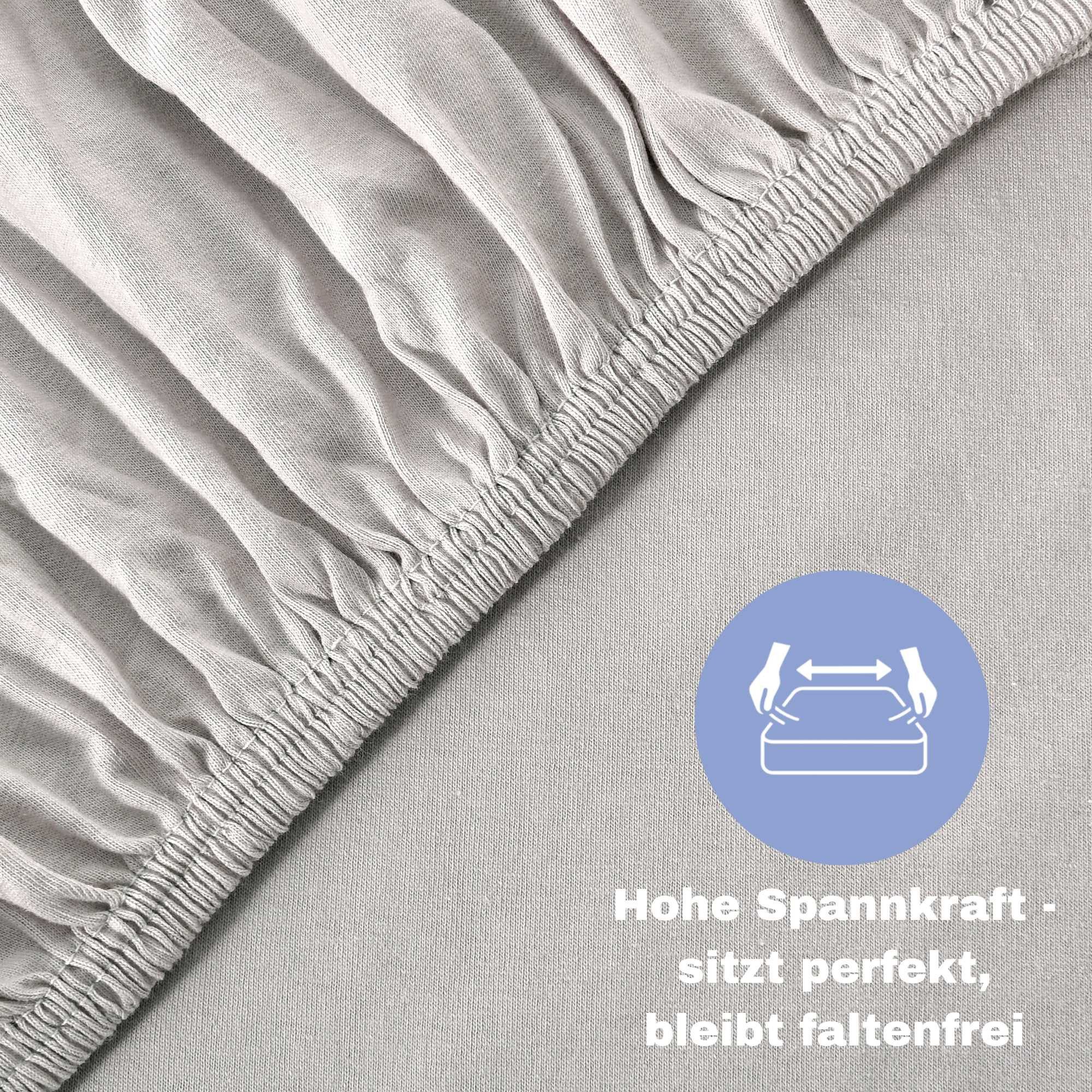 leevitex® Spannbettlaken Spannbettlaken Silber / Hellgrau günstig online kaufen