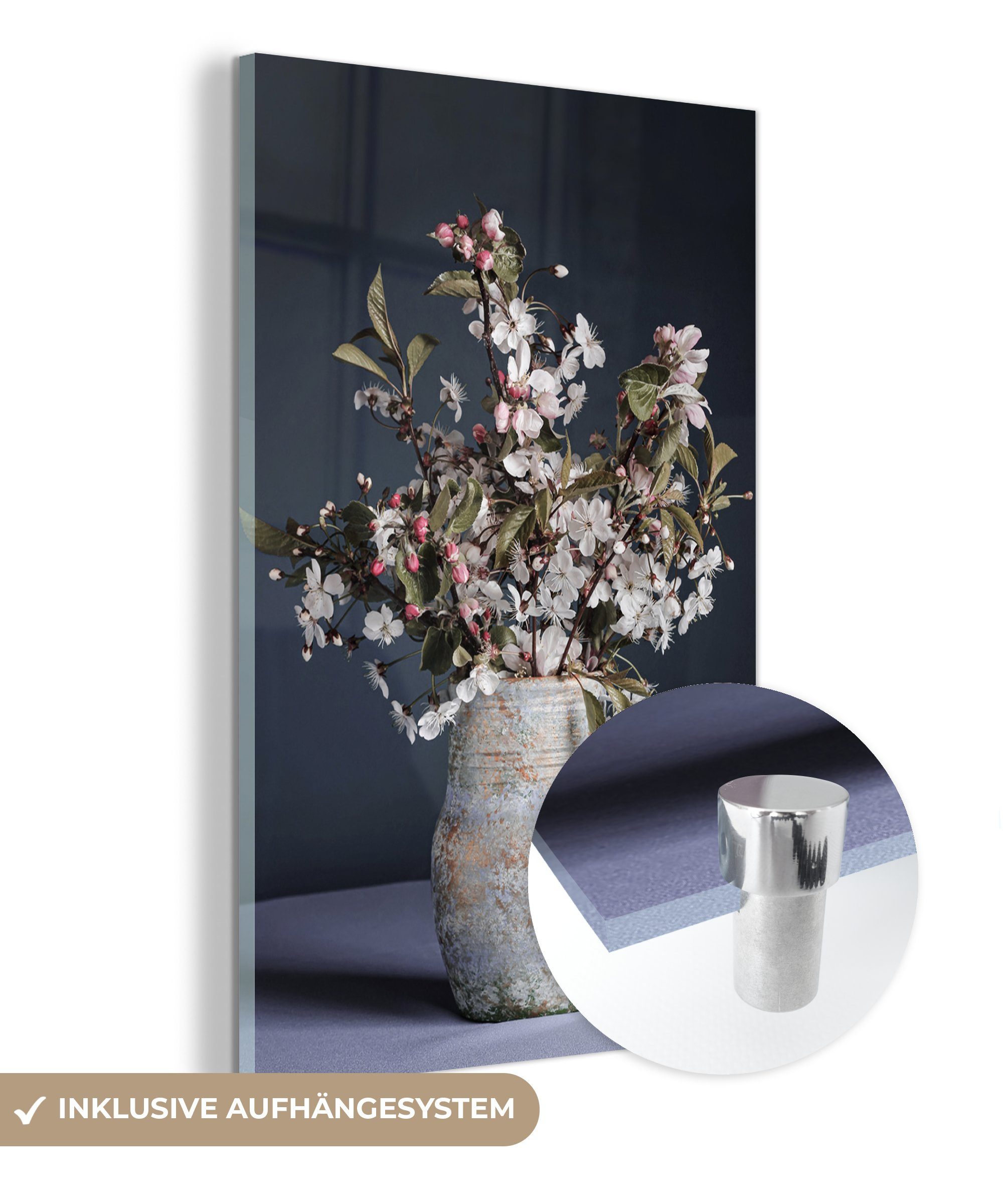 MuchoWow Acrylglasbild Blumenstrauß - Stilleben - Vase, (1 St), Glasbilder - Bilder auf Glas Wandbild - Foto auf Glas - Wanddekoration