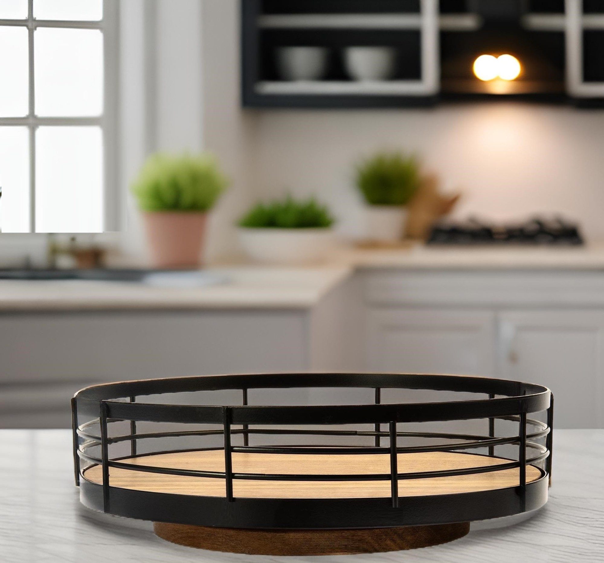 Cheffinger Küchenorganizer-Set Drehbarer Bambus Organizer – 360° Drehteller für Bad, Küche & mehr, (1-tlg)