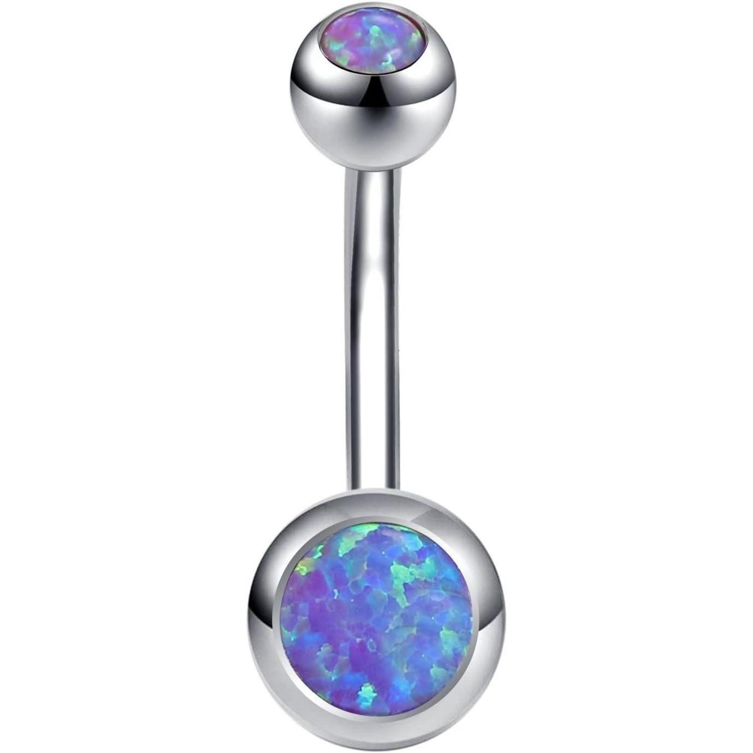 Bauchnabelpiercing Bauchnabelpiercing mit Opal, 14G, 316L