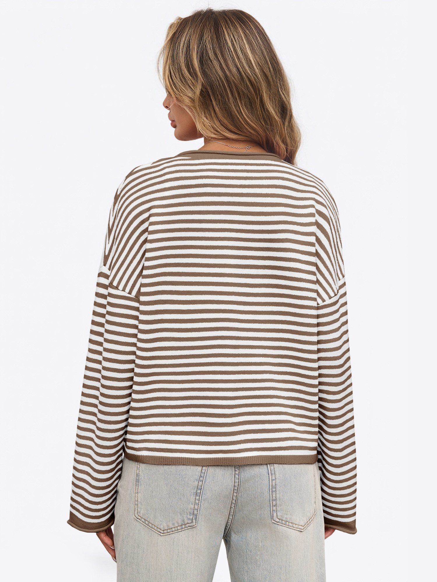 Imily Bela Cardigan Damen Gestreifter Strick Pullover (Packung, 1-tlg., 1pe günstig online kaufen