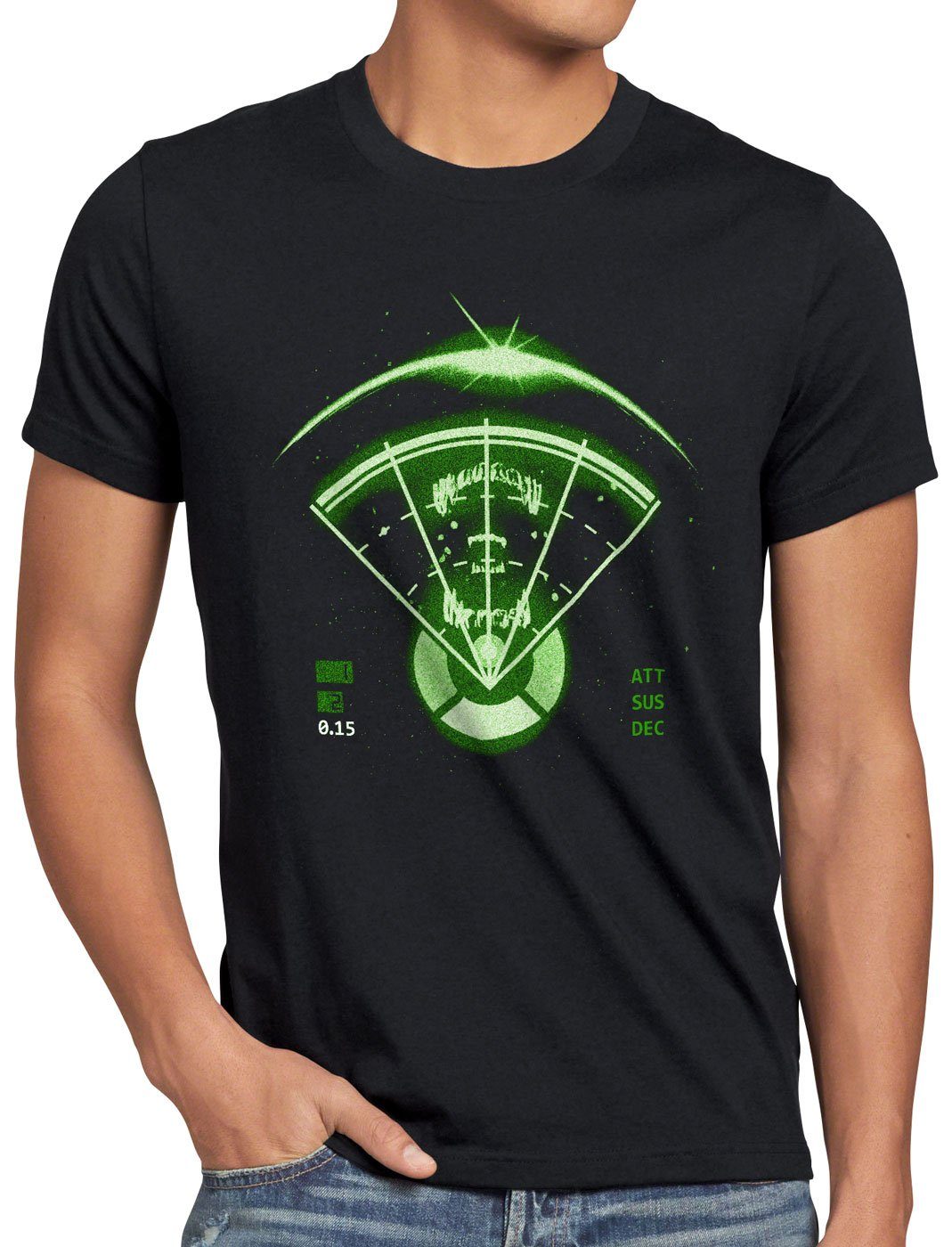 style3 Print-Shirt Herren T-Shirt Alien Radar xenomorph ripley