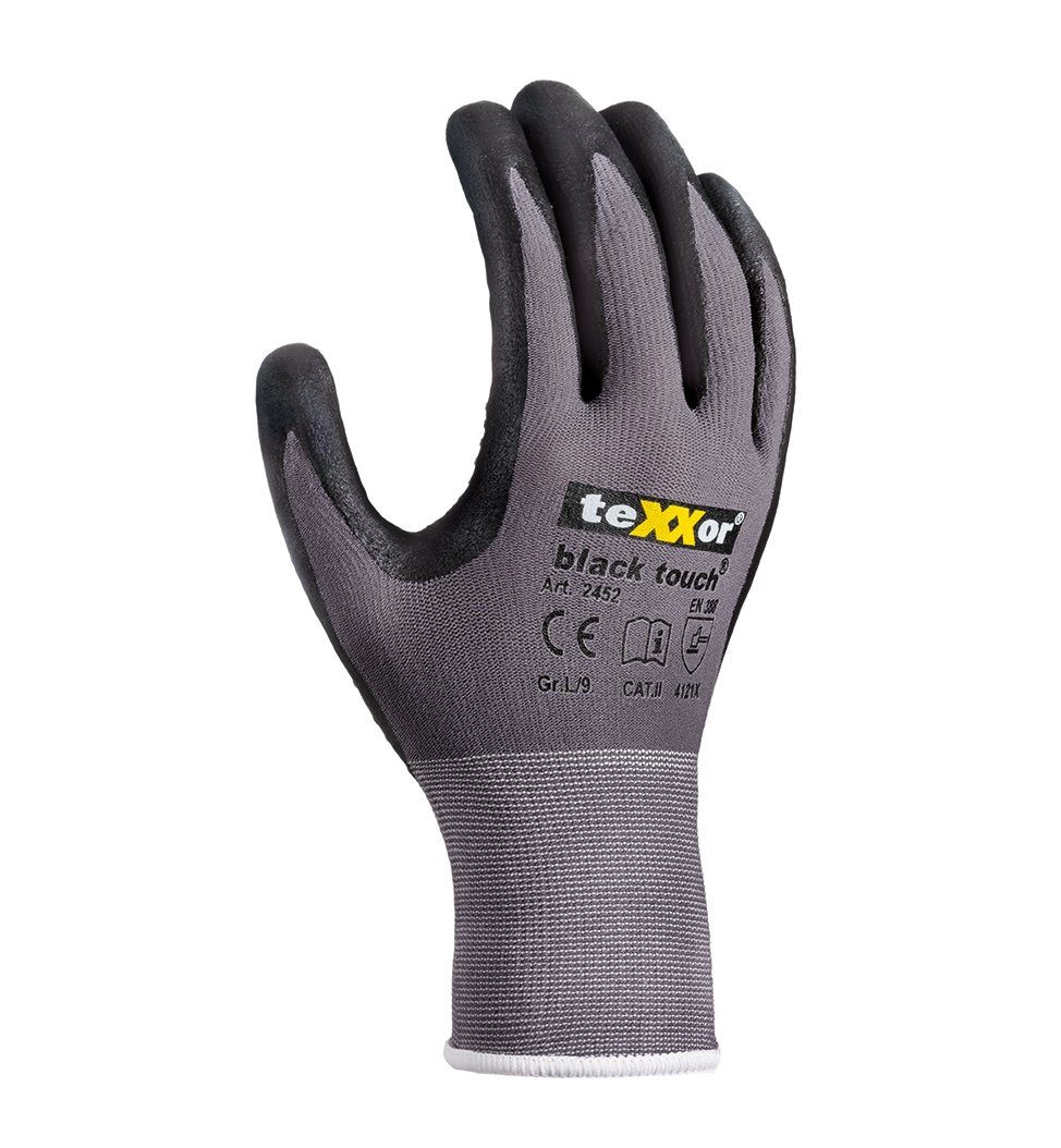 touch® Paar Montage-Handschuhe teXXor Nylon-Strickhandschuhe black 12