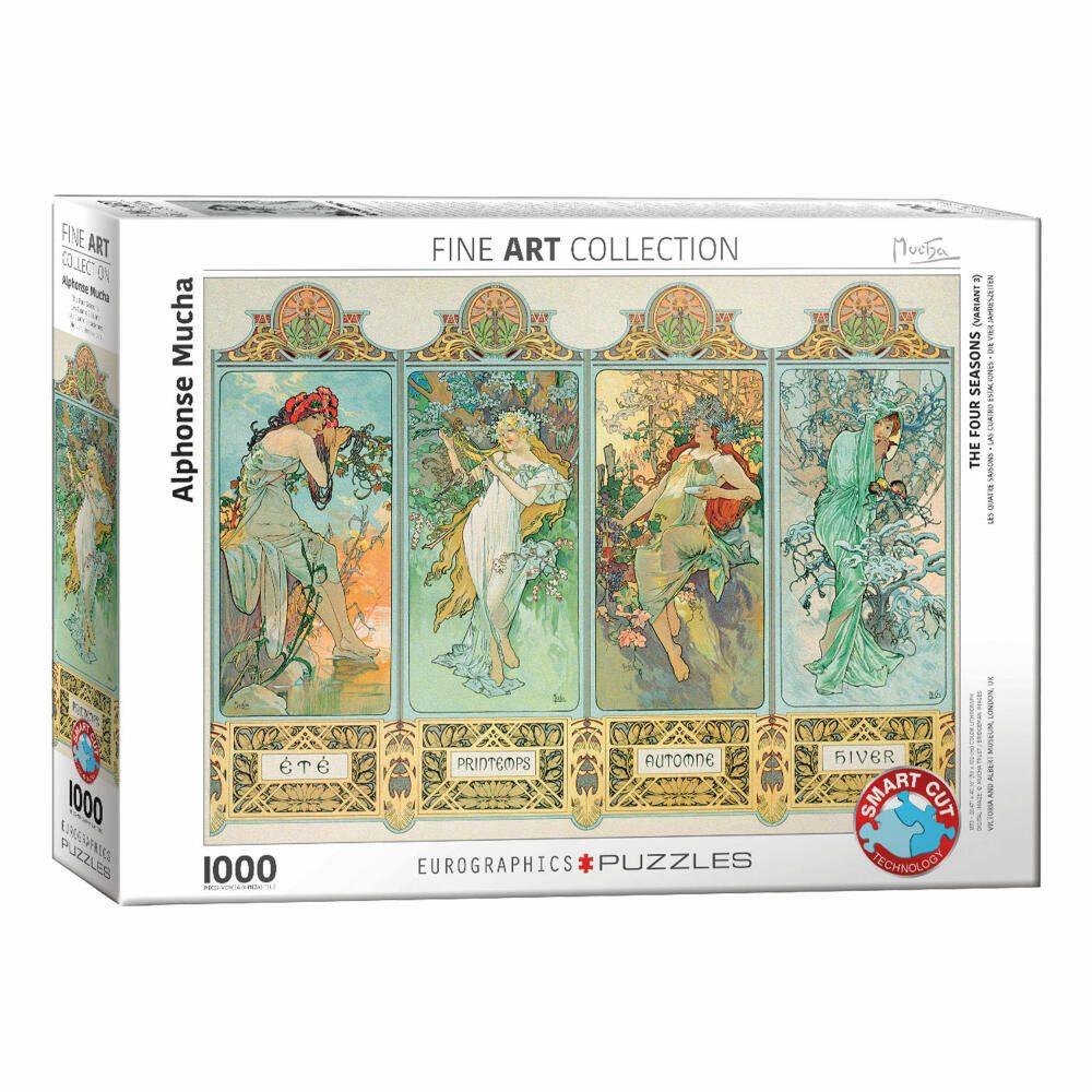 EUROGRAPHICS Puzzle Die vier Jahreszeiten von Alphonse Mucha, 1000 Puzzleteile