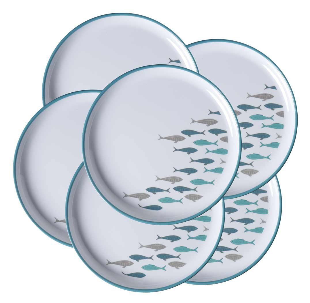 Marine Business Teller Dessertteller Frühstücksteller, Melamin, flach klein, 21cm, Coastal -, (6 St)