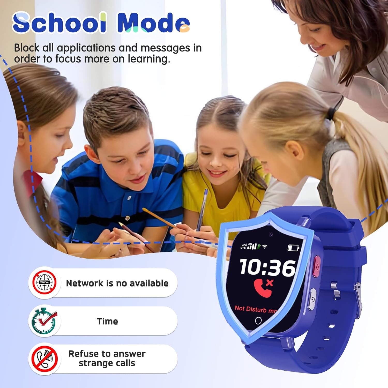 CATGIFF B0FQP1XQ7R Smartwatch (2,5 cm, sim-karte), Kinder Smartwatch mit sicheren Funktionen