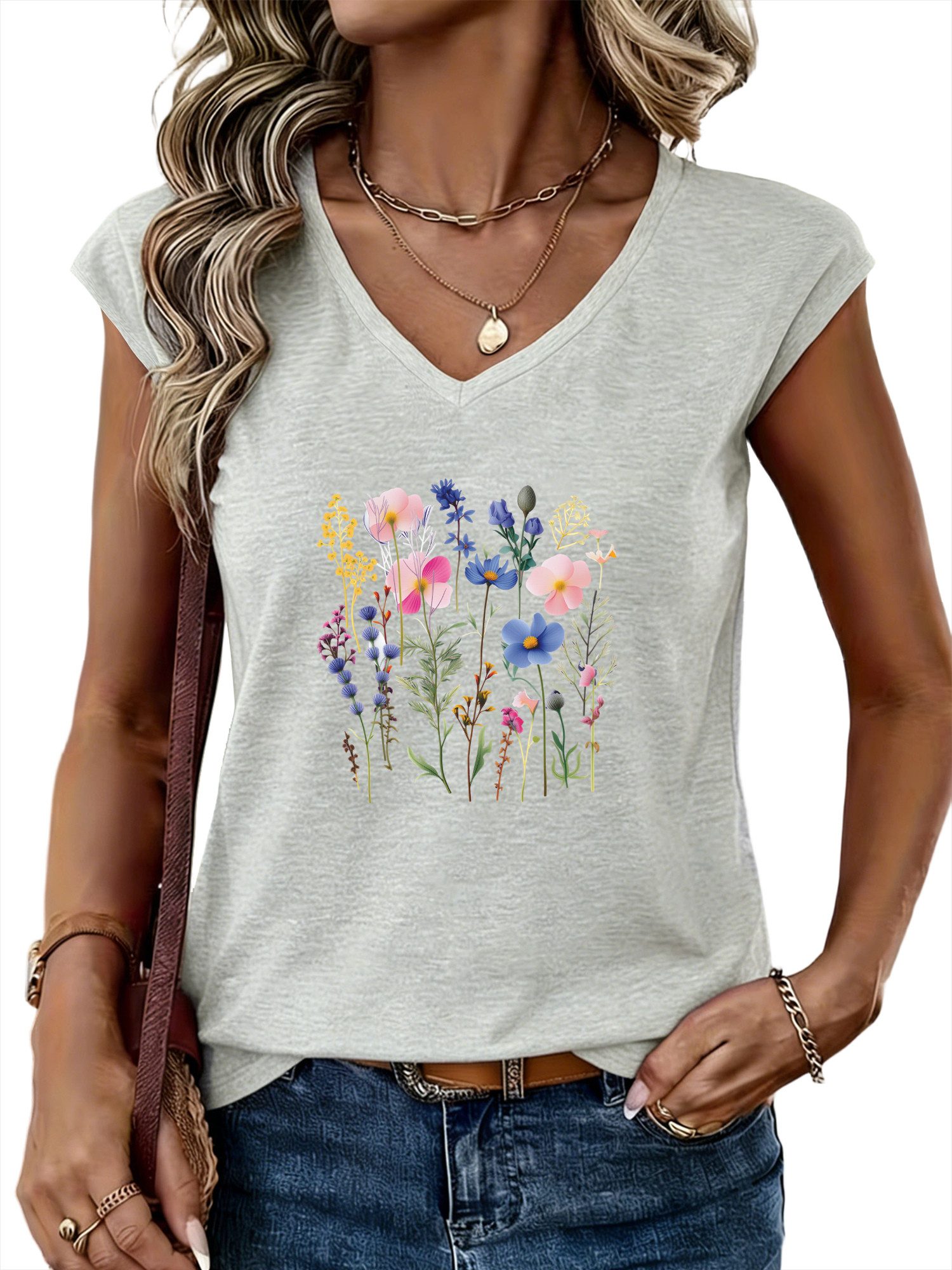 PYLIKE Neckholdertop Damen Sommer bequemes Elegant Basic V-Shirt mit Ärmellos T-shirt Bequem für Freizeit und Büro,Strandurlaub