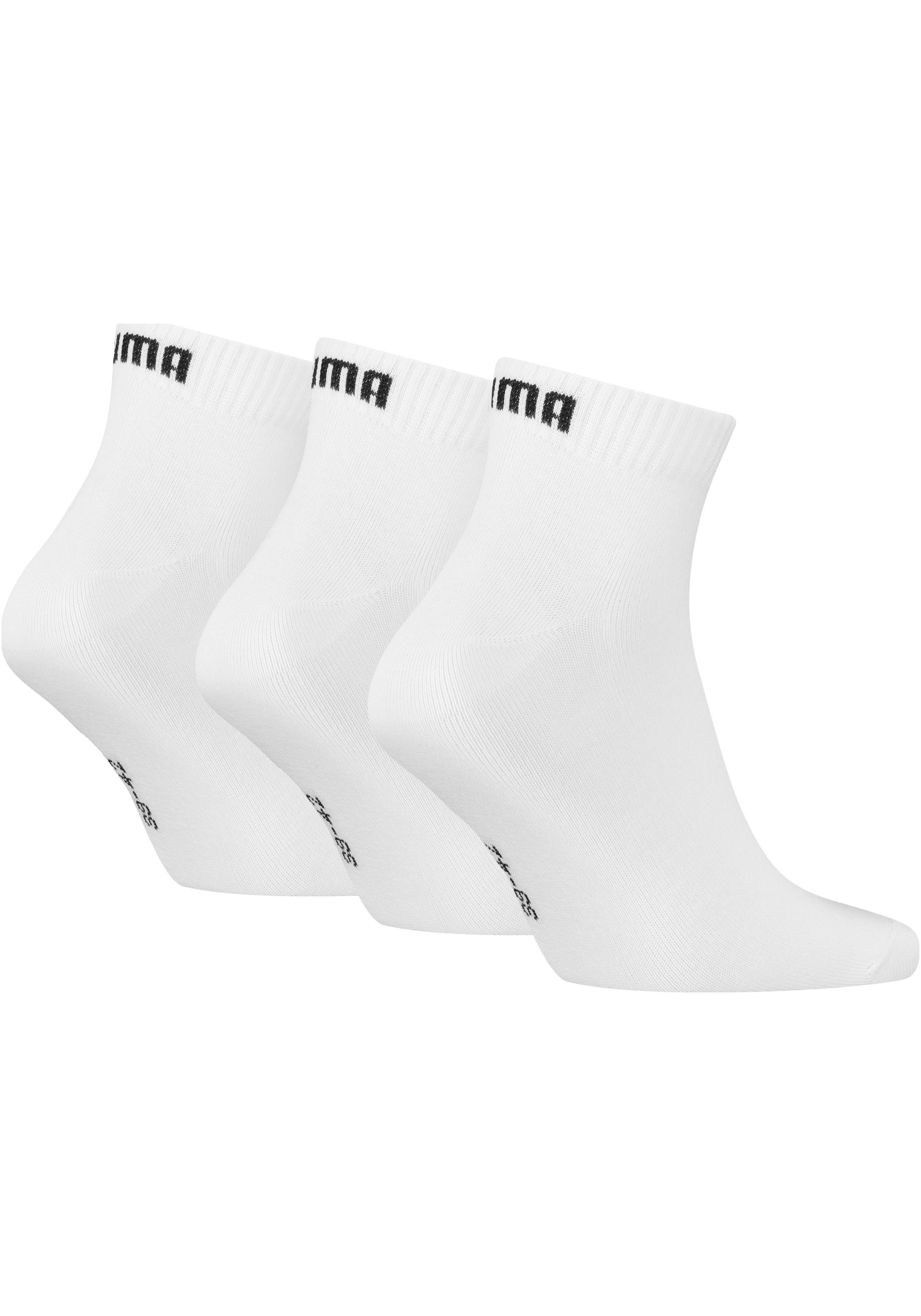 PUMA Kurzsocken PUMA UNISEX QUARTER PLAIN 3P (3 Paar) Atmungsaktiv, Rippenbündchen, weiche Baumwollmischung
