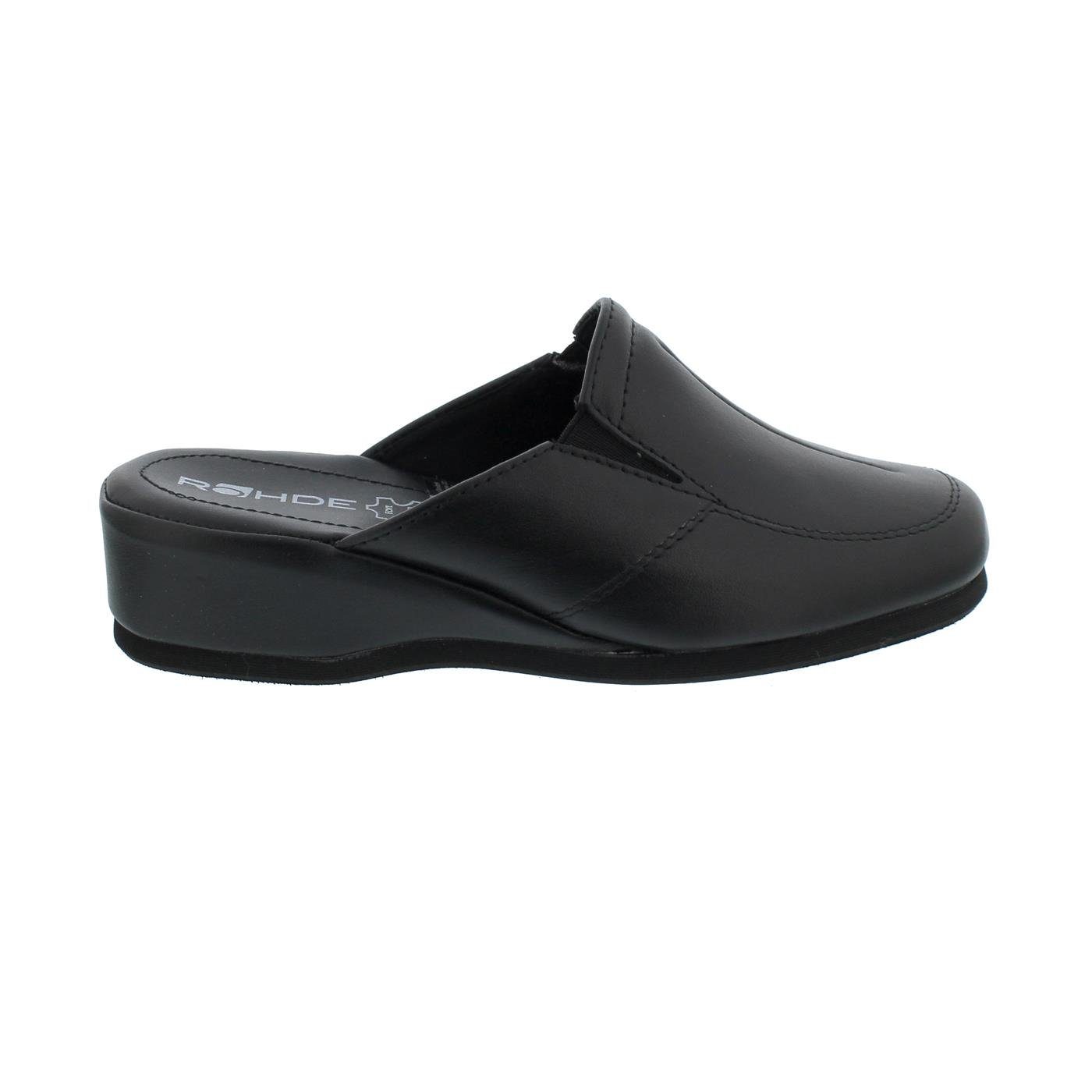 Rohde Rohde MANDAL Hausschuh, Softnappa, schwarz, Weite G, 35 mm Keilabsatz Pantoffel