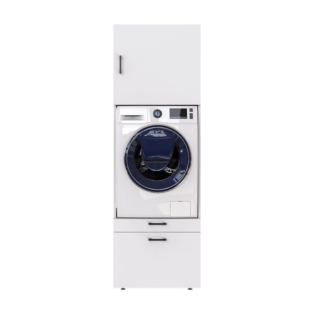 Roomart Waschmaschinenumbauschrank (Roomart Waschmaschinenschrank mit Schrankaufsatz Mehrzweckschrank) weiß weiß 62cm 