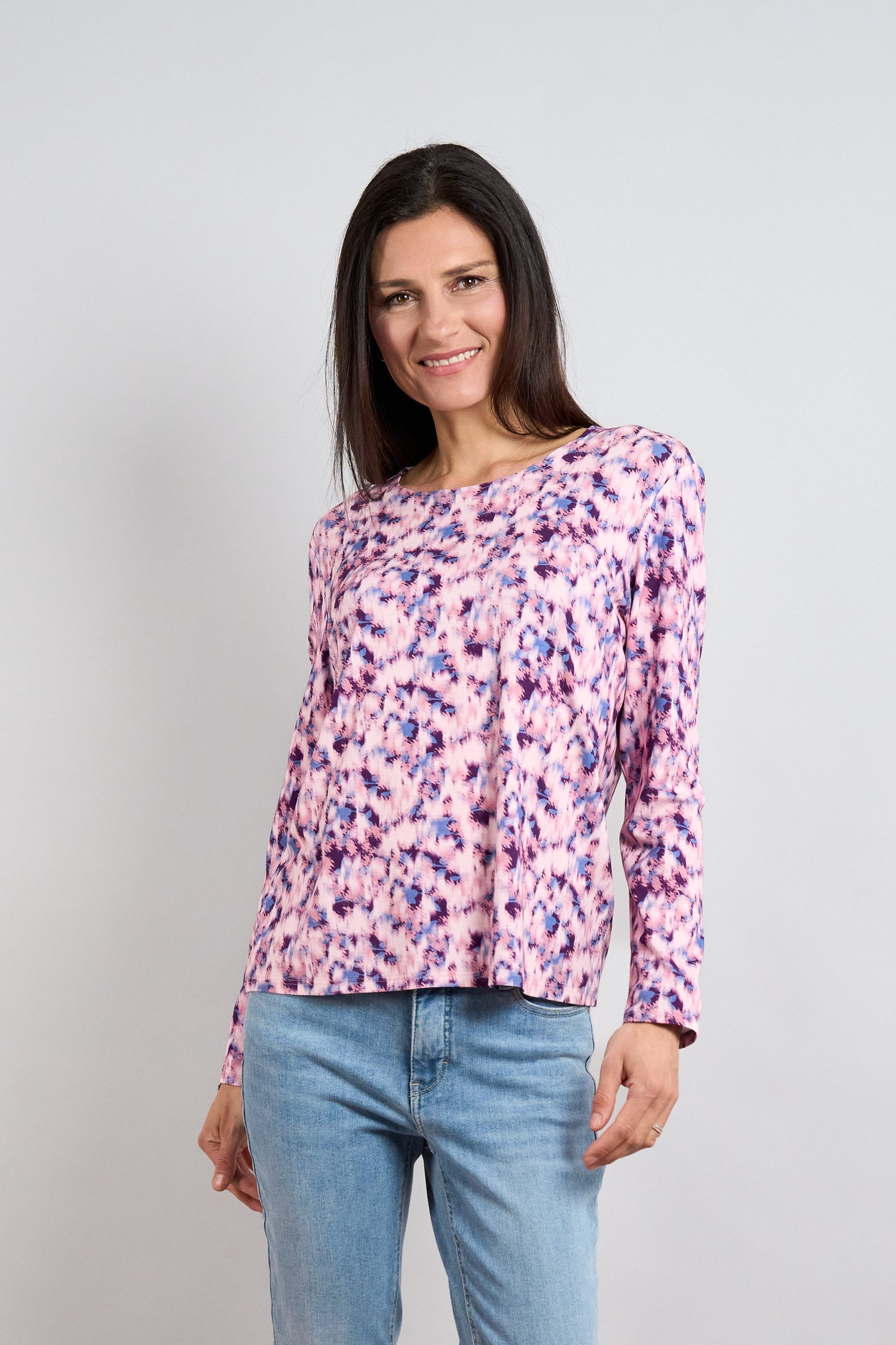 Seidel Moden Langarmshirt Langarmshirt mit Allover-Muster - MADE IN GERMANY