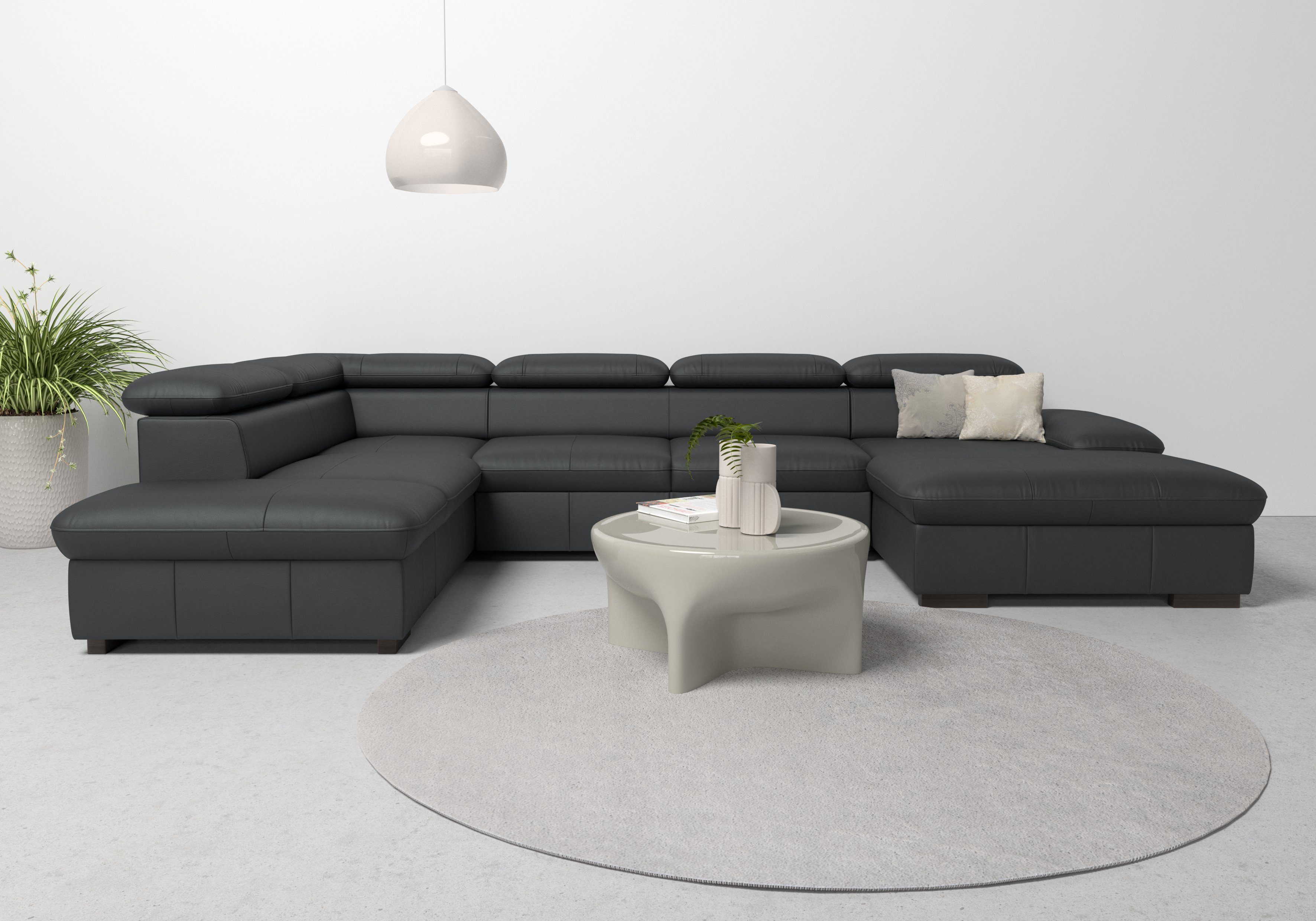 OTTO home Wohnlandschaft Alberto U-Form, B: 350 cm, mit Kopfteilverstellung, XXL-Sofa, optional mit Schlaffunktion, Couch mit Lederoption