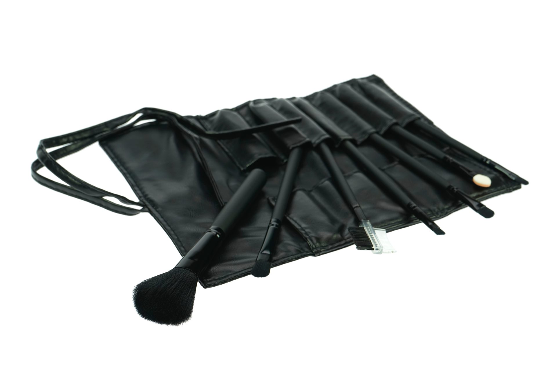 Fantasia Beauty Kosmetikpinsel-Set Pinsel-Set, 7-teilig, schwarz mit Synthetik-Haar in Rolle, 1 tlg., Synthetikhaar, Vegan