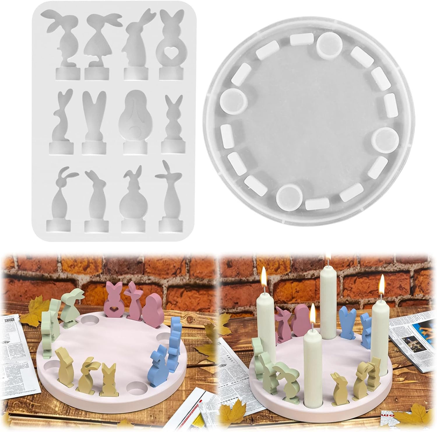 Coonoor Silikonform 3D Hase Silikonformen Gießformen Ostern, Ideal für Gips, Harz & DIY-Handwerk