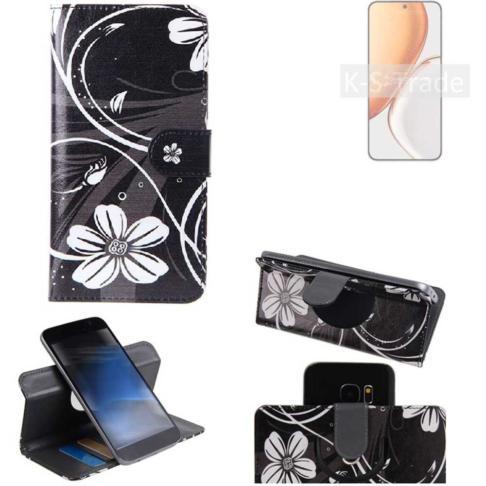 K-S-Trade Handyhülle für Honor X70, Schutzhülle Handyhülle Hülle 360° Wallet Case “Flowers“