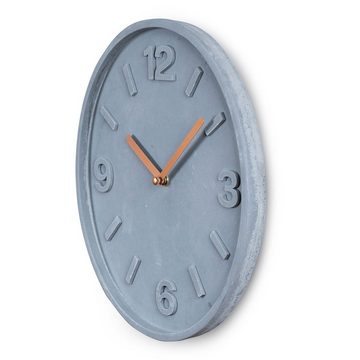 Levandeo® Wanduhr (Hochwertige Wanduhr Beton-Uhr 30cm Grau Kupfer Uhrzeit Wanddeko)
