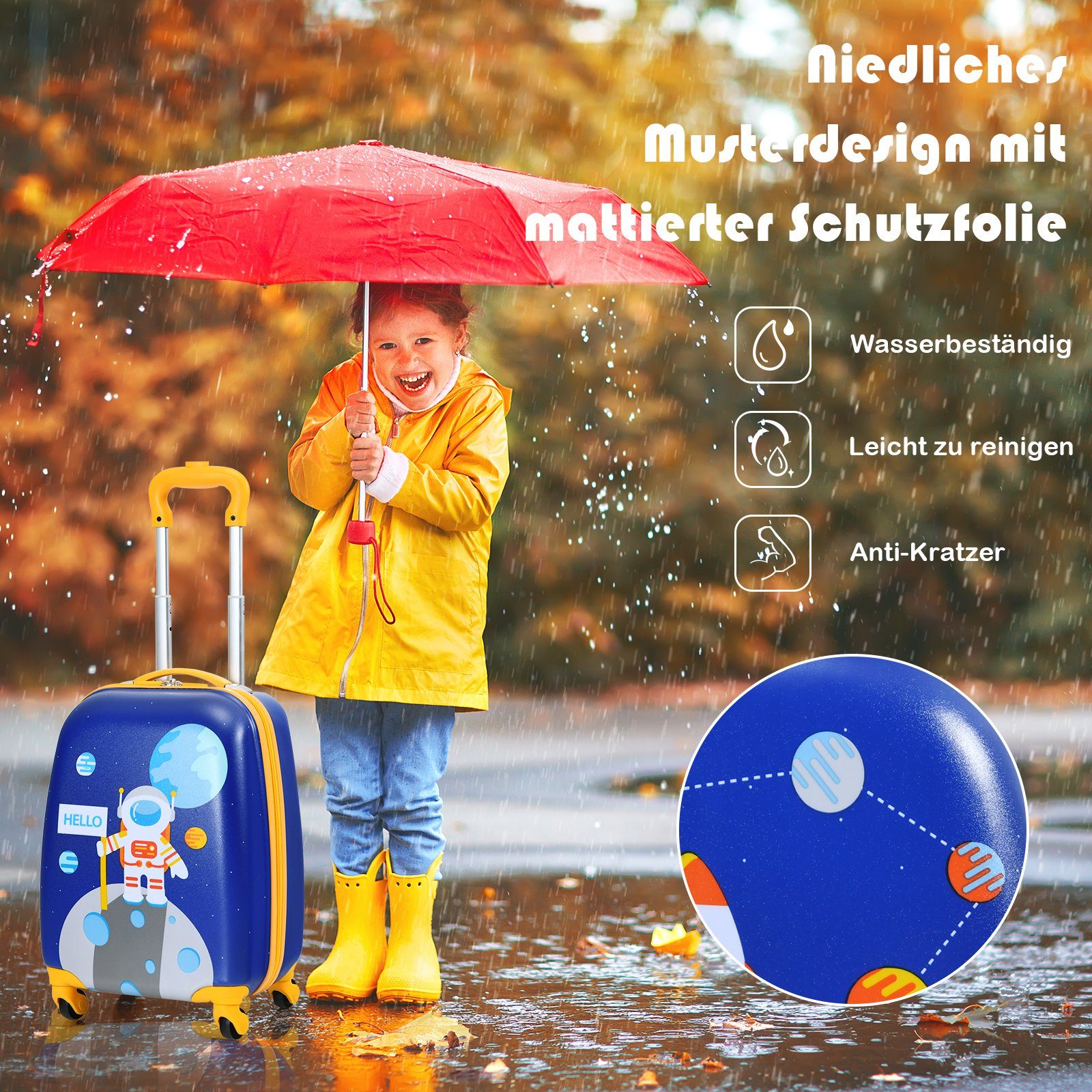 COSTWAY Kinderkoffer 2tlg Kinderkoffer, mit Rucksack