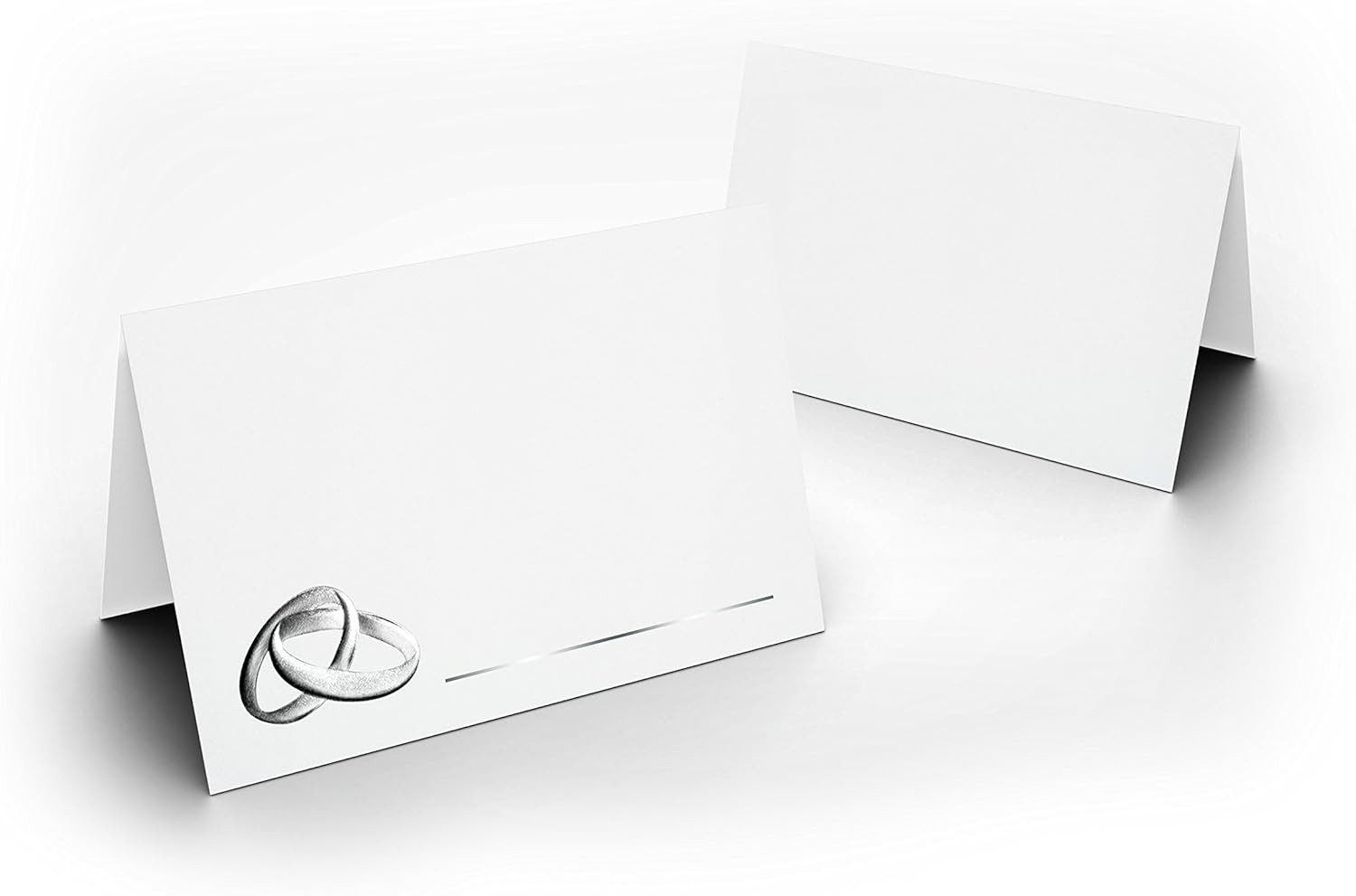 Briefumschläge24Plus Бумагаdekoration Бумагаdekoration Platzkarte Weiß mit silber Ringe 50 Stück, Weiß mit silber Ringe UV-Lack glänzend