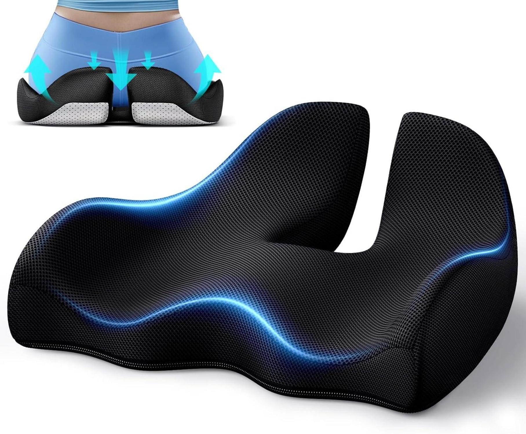 Sitzkissen Ergonomisches Memory-Foam Sitzkissen für Büro Bürostuhl Auto Schwarz
