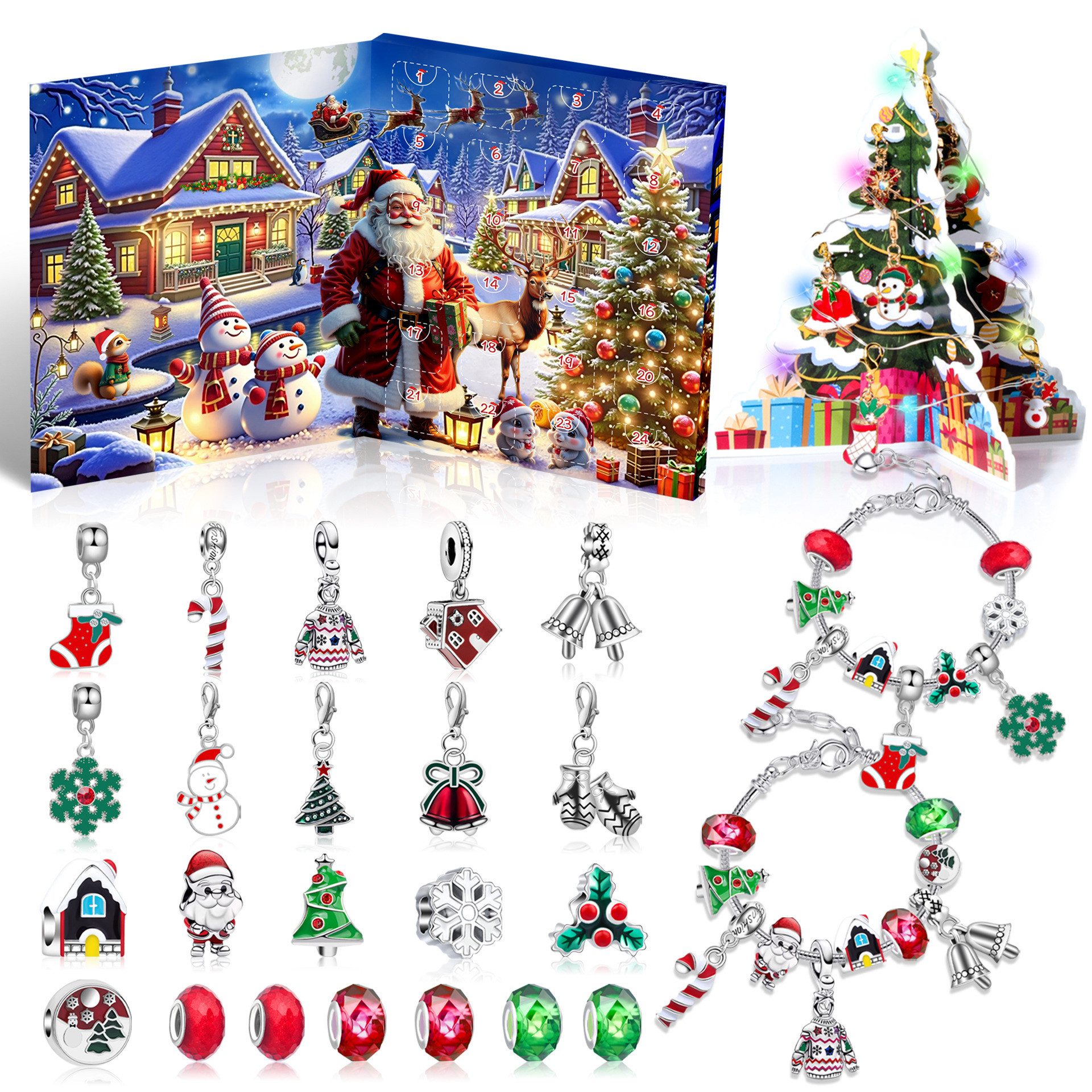 Bomiclss Adventskalender 2026 Kinder Mädchen, Weihnachtskalender Schmuck Basteln, Mädchen WeihnachtenGeschenke, 24 Basteln Charms Armbänder