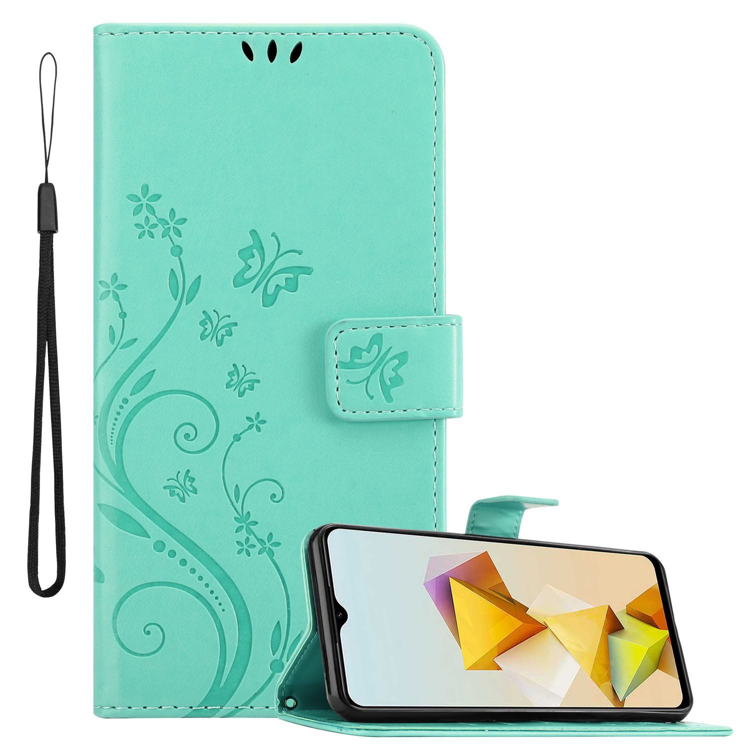 Cadorabo Handyhülle für ZTE Blade A73 5G Hülle ZTE Blade A73 5G, Hülle Schutzhülle Blumen Flower mit Standfunktion Kartenfach Magnet
