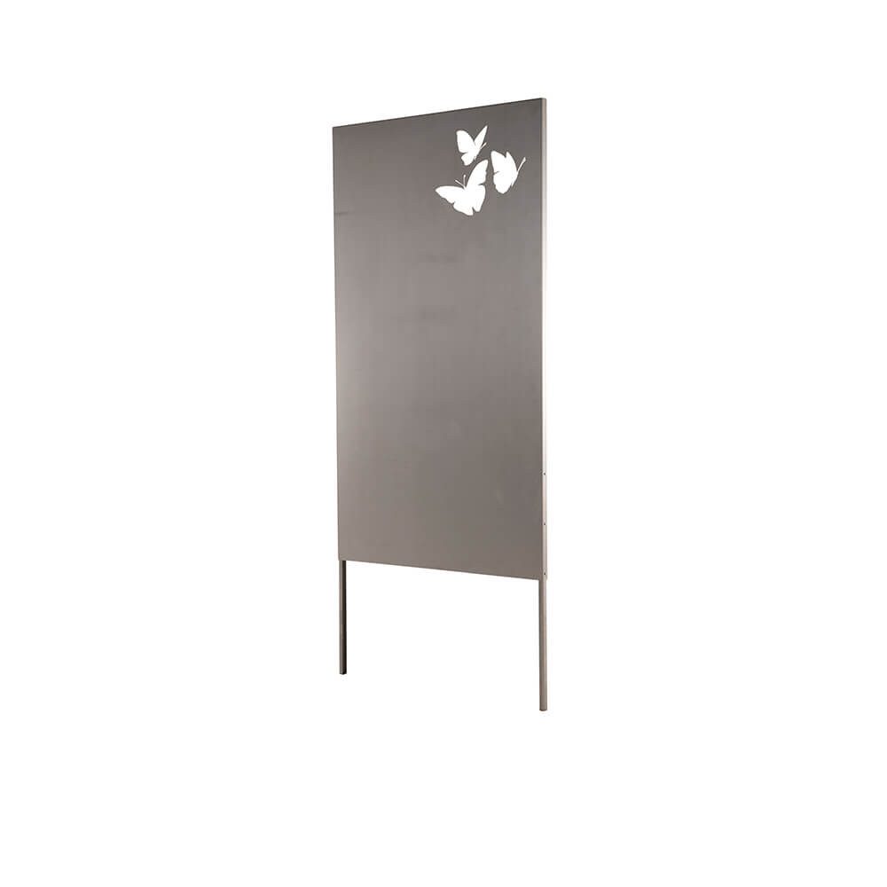 HOME DELUXE Sichtschutzelement BUTTERFLY - Made in Germany - 180 cm x 100 cm, (mit Pfosten), Strapazierfähig und wetterbeständig, Dekoschild, Rostschild