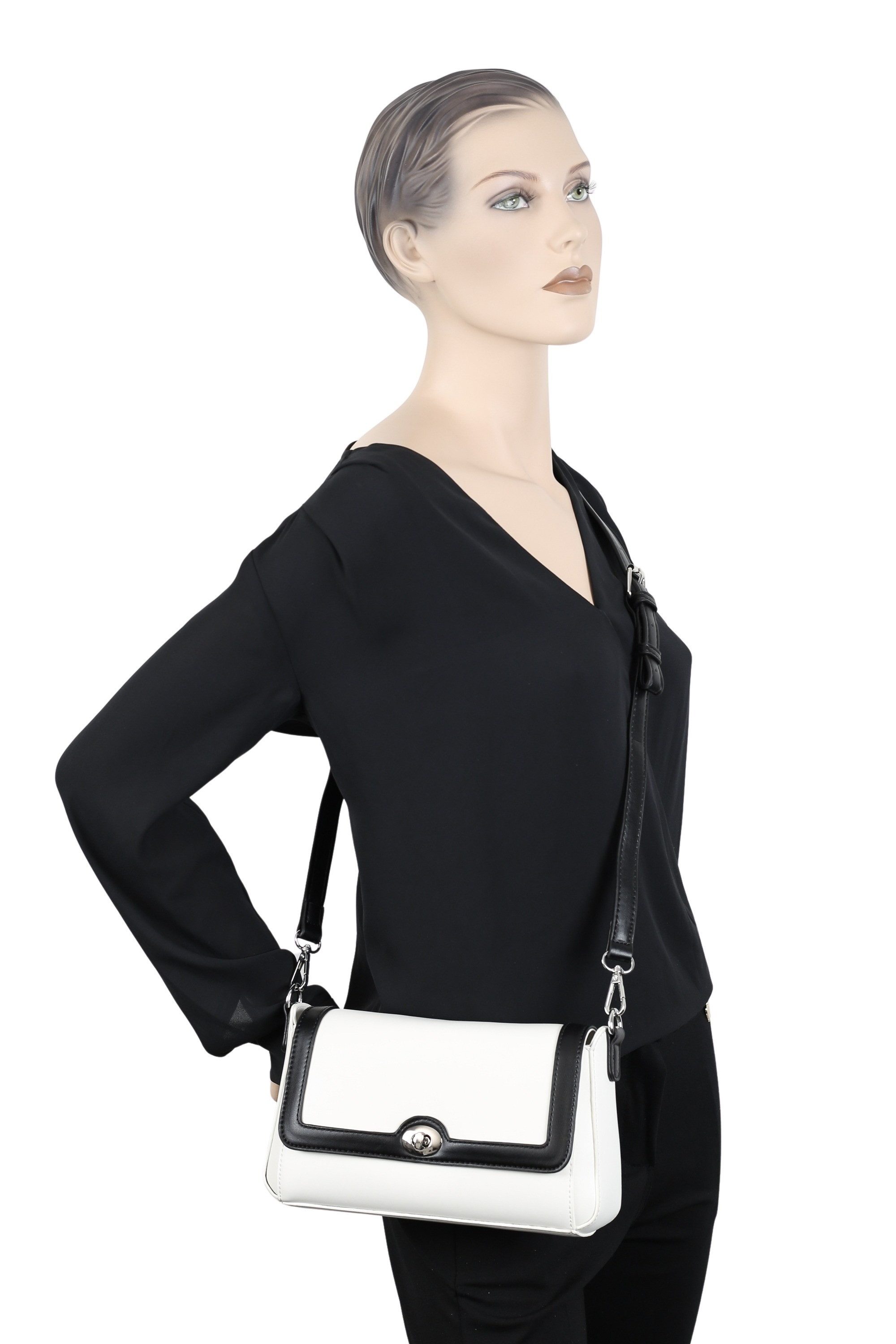 COLLEZIONE ALESSANDRO Schultertasche Schwarz-Weiß, mit Flechtung günstig online kaufen