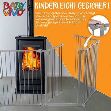 Baby Vivo Universalschutzgitter Kaminschutzgitter / Absperrgitter 5+1 mit Tür in Stahlgrau - PREMIUM