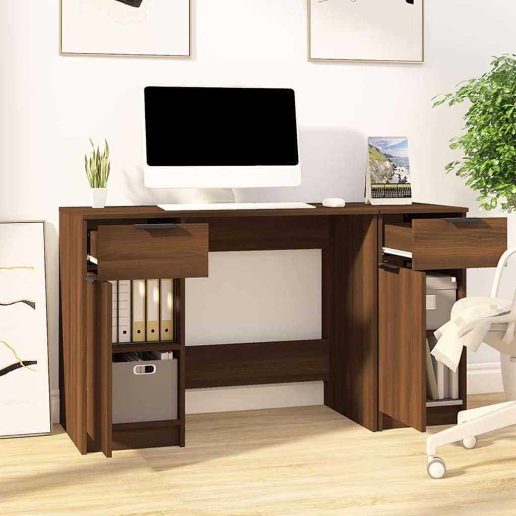 vidaXL Schreibtisch Schreibtisch mit Beistellschrank Braun günstig online kaufen