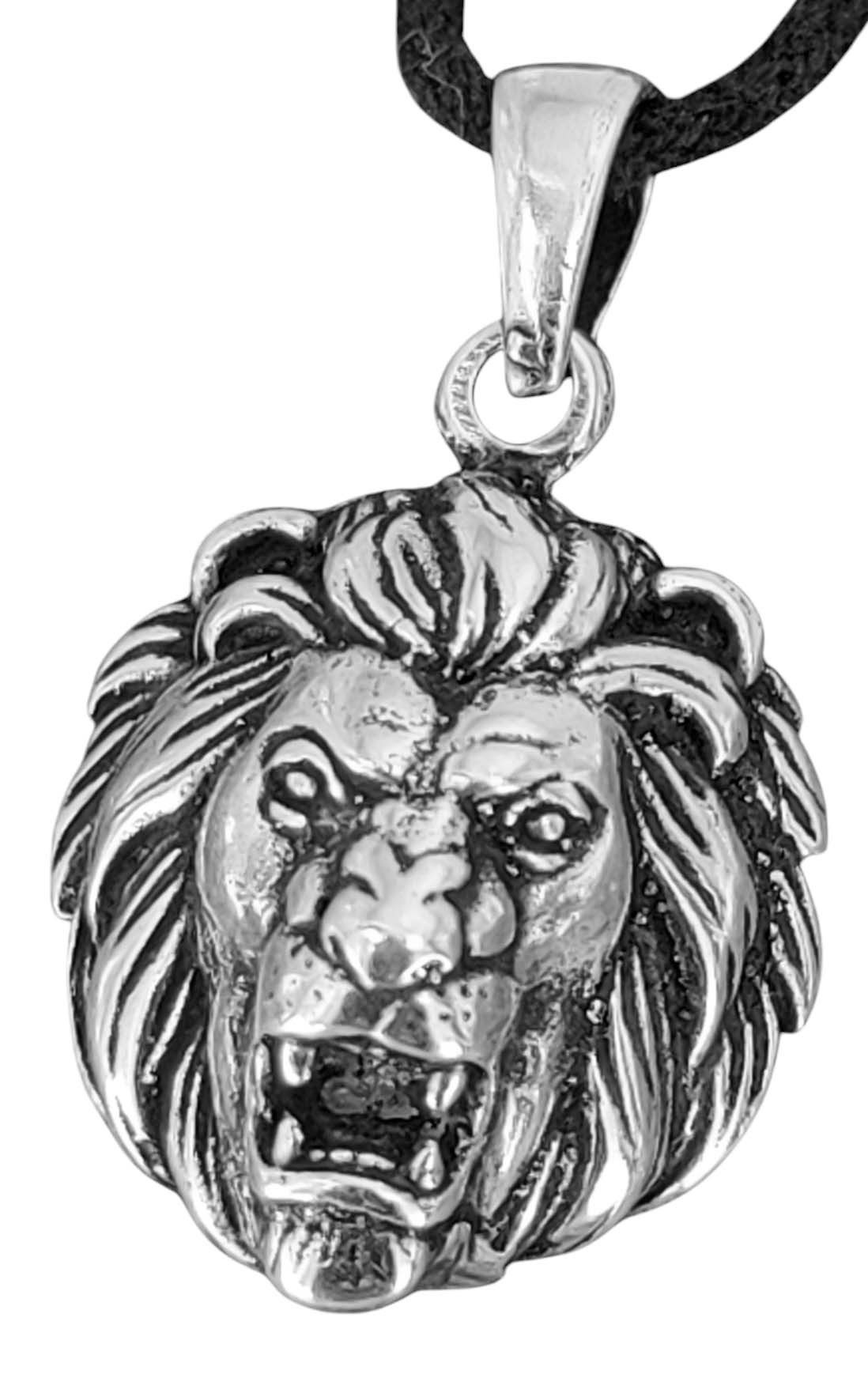 Kettenanhänger Löwen Anhänger 925 Silber Kopf Löwenkopf Schädel Löwe Lion King