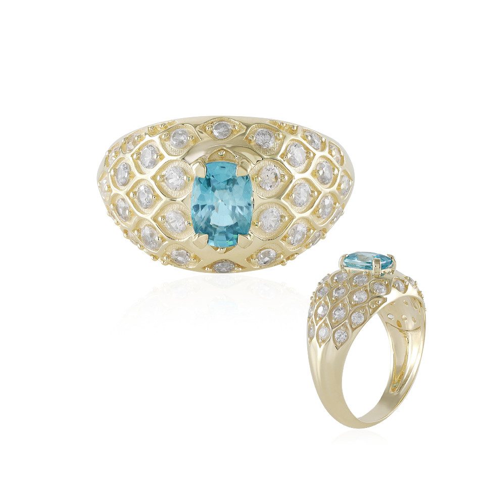 Goldring Kambodschanischer Ratanakiri Zirkon 9K Gold Ring, 2,45ct