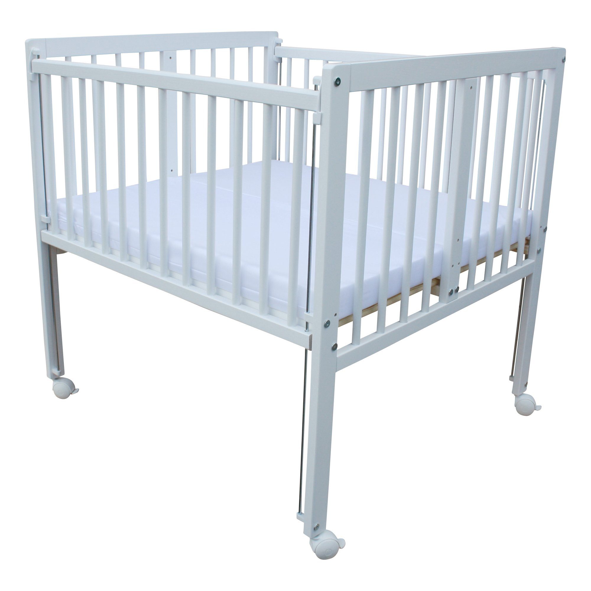 Micoland Beistellbett Beistellbett / Zwillingsbett mit Matratzen und Rädern 90x80 cm LUX