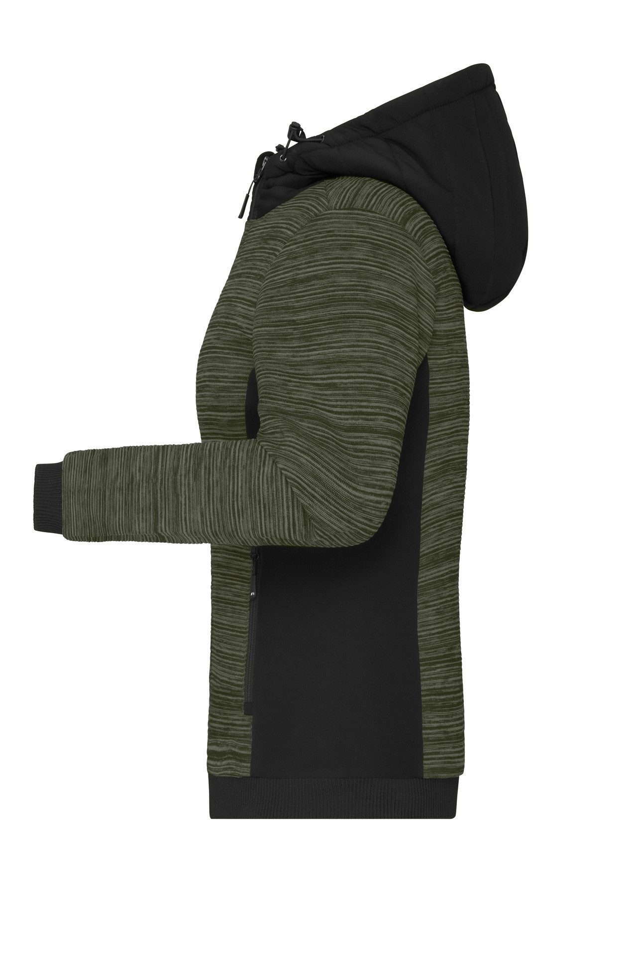 James & Nicholson Strickfleecejacke Wattierte Damen Strickfleece Jacke im attraktiven Materialmix JN1843 Hybridjacke mit wärmender Wattierung