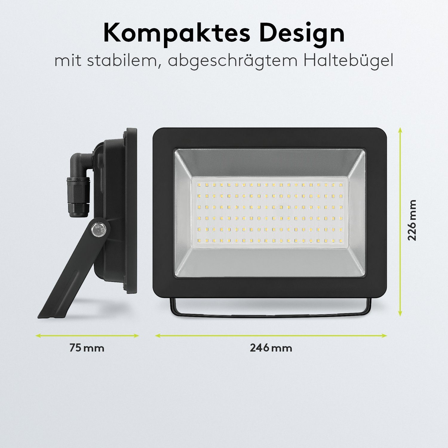 Goobay LED Flutlichtstrahler LED Außenstrahler 100 W Scheinwerfer, LED fest integriert, Neutralweiß, 4000 K / 8500 lm / M16 Kabelverschraubung / Schwarz