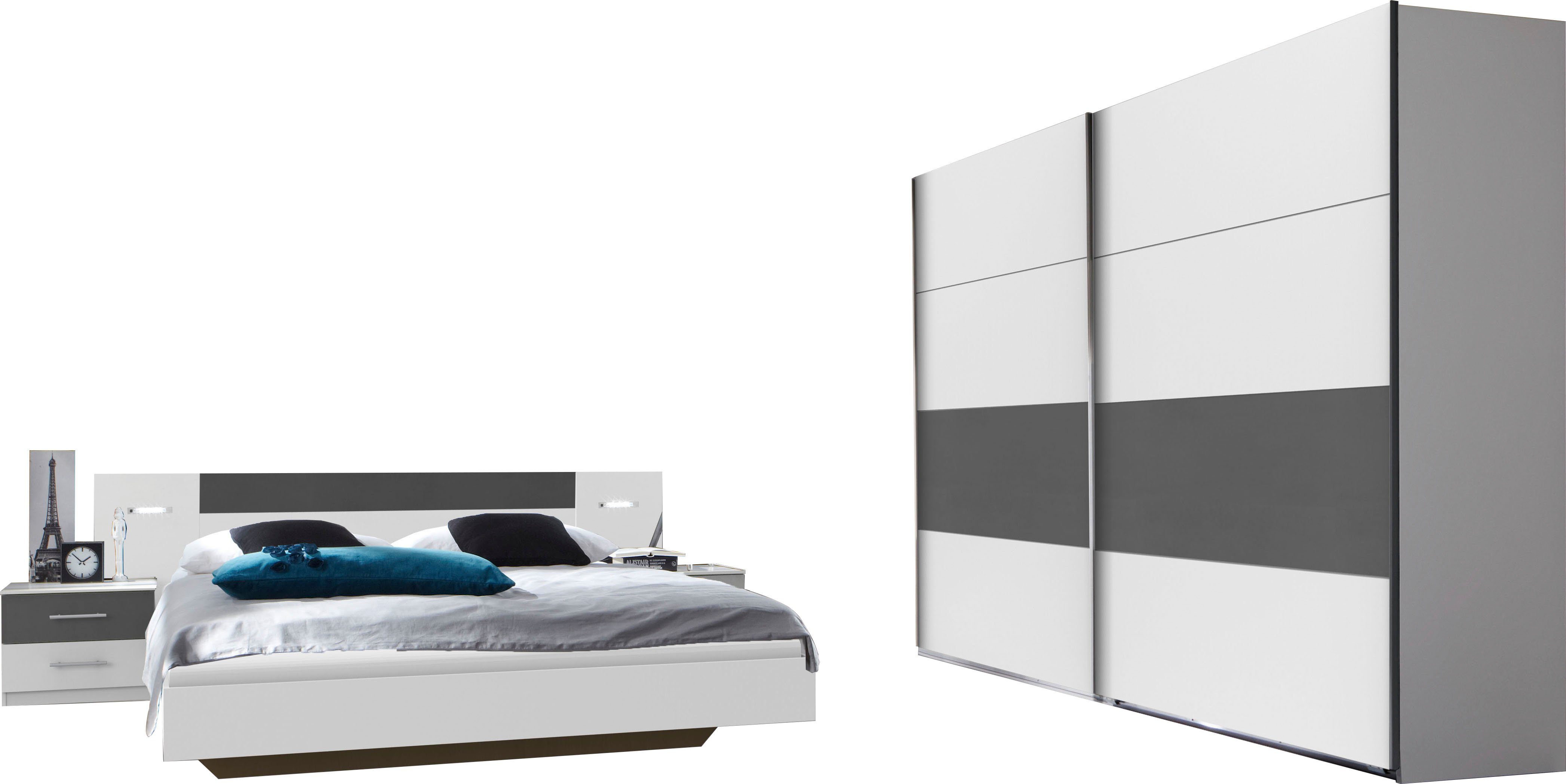 Wimex Schlafzimmer-Set Angie, (Set, 4-St) weiß/graphit