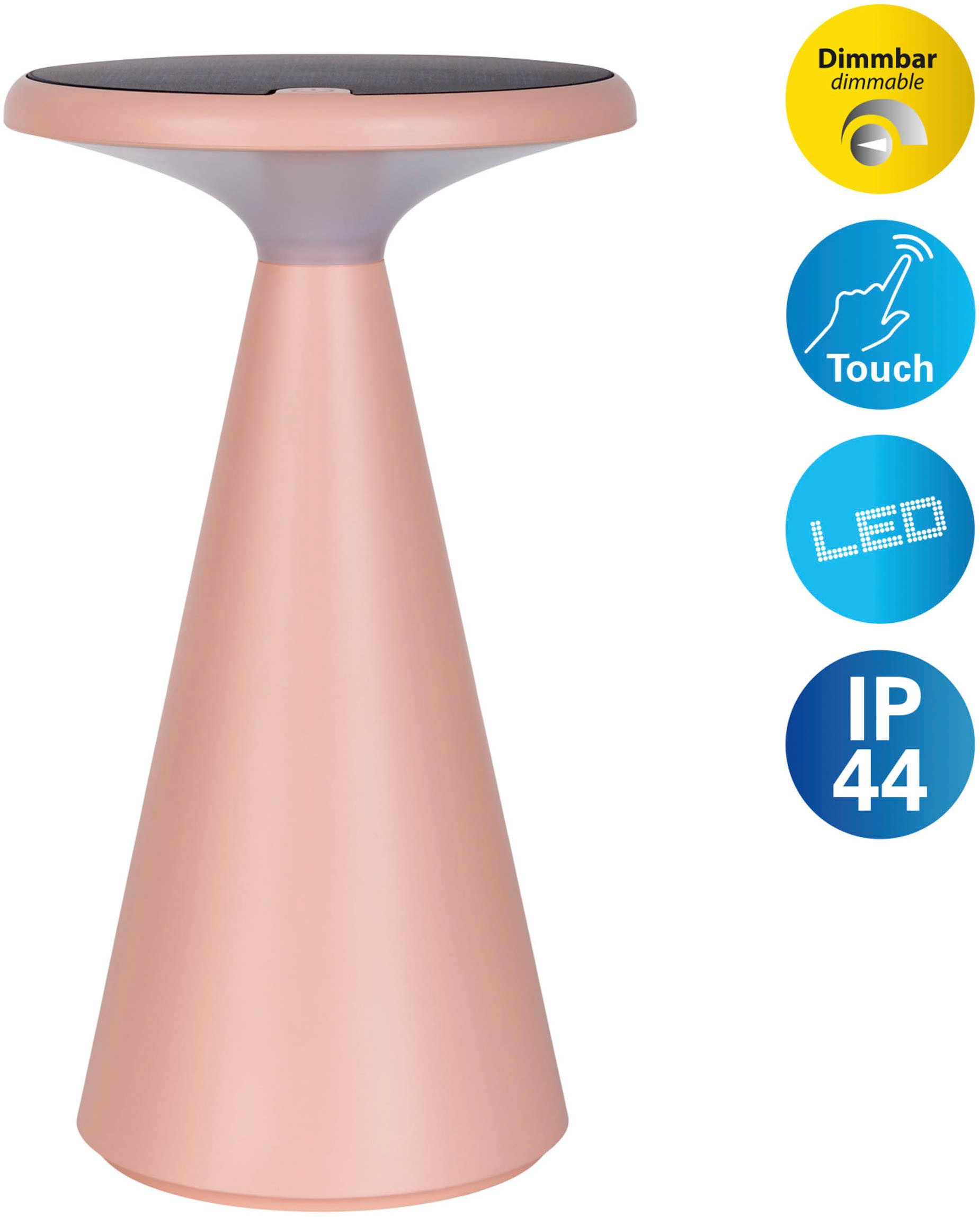 näve LED Tischleuchte Palu, Dimmfunktion, Memoryfunktion, USB-Ladefunktion, LED wechselbar, Warmweiß, Solar-/Akkubetrieb, Touch, Dimmbar, Memory, USB-C-Ladekabel, warmweiß
