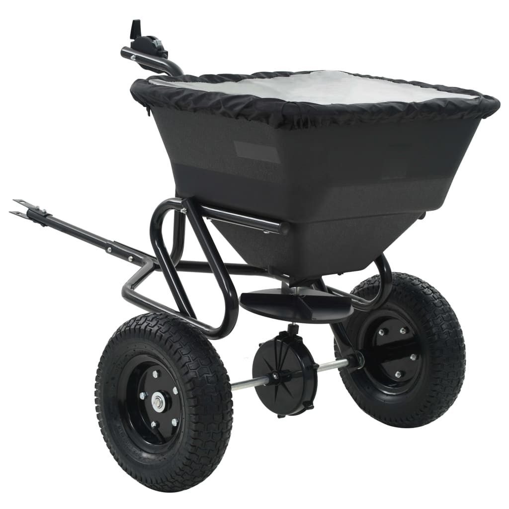 vidaXL Streuwagen Handstreuwagen Salzstreuer zum Ziehen PVC Stahl 125x74x79cm 45L Düngew