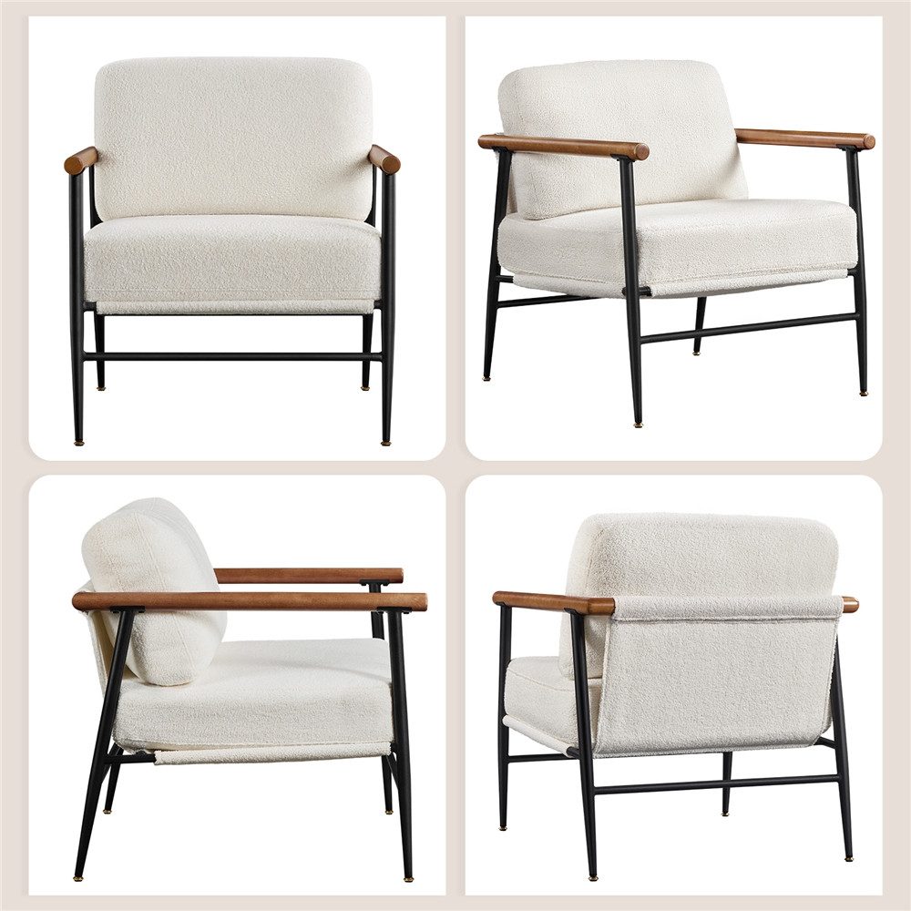 Yaheetech Loungesessel, Gepolsterter Sessel mit Metallrahmen, Fernsehsessel aus Bouclé-Gewebe. Reduzierter Preis € 154,99. Unverbindliche Preisempfehlung € 219,99, (€ 154,99 pro 1 Stk)