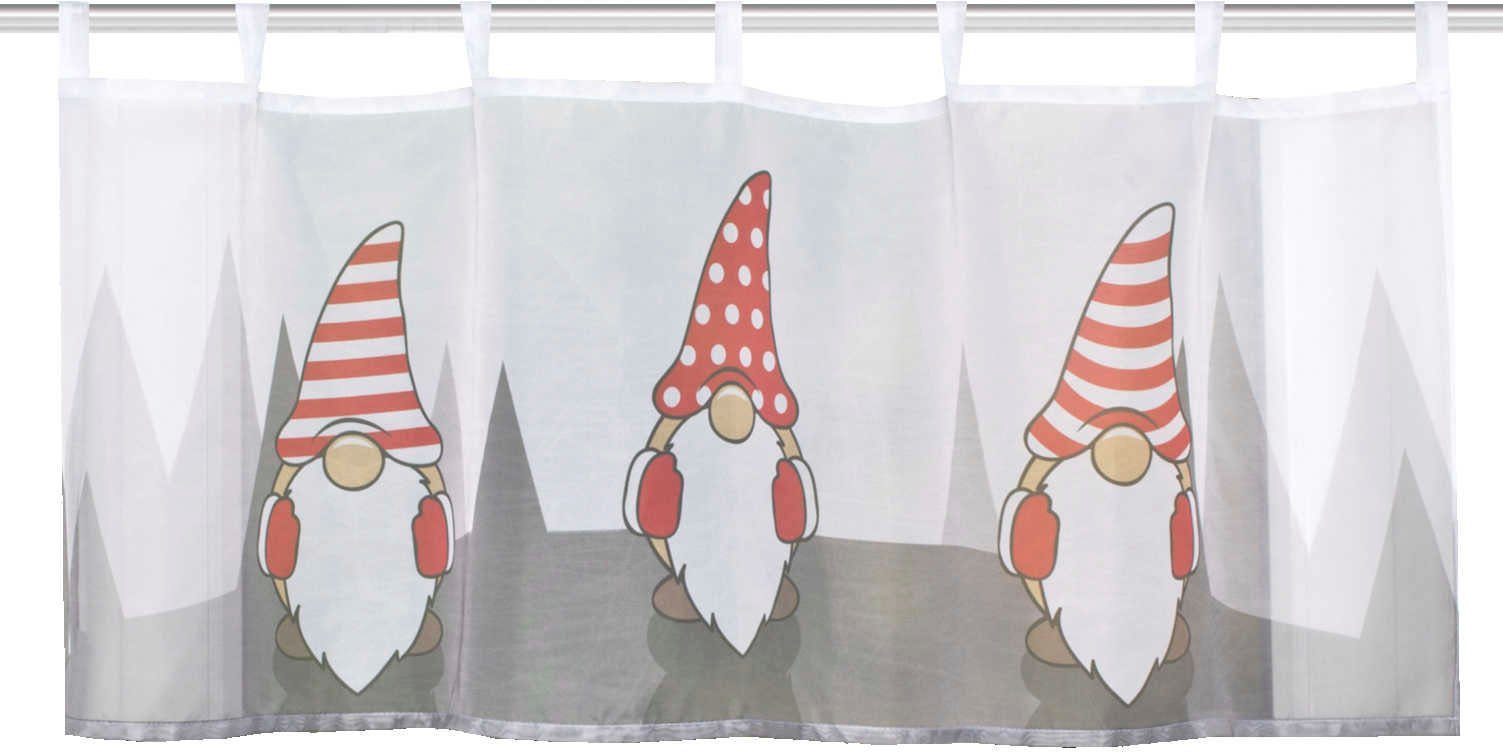 HOME WOHNIDEEN Scheibengardine IMPALO (1 St), Schlaufen, transparent, Voile, Schlaufencafehaus Voile digital bedruckt