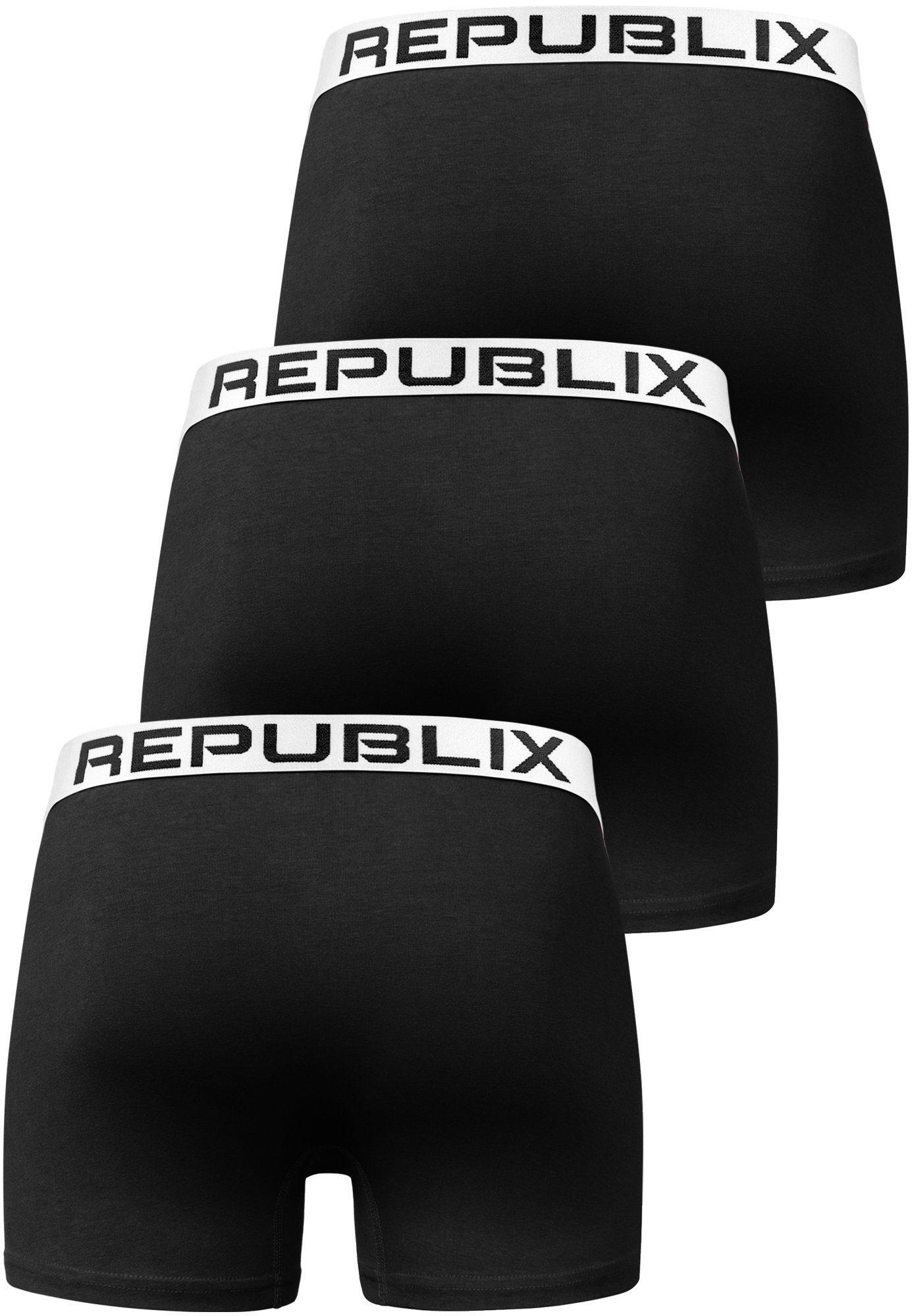REPUBLIX DON Unterhose Baumwolle (3er-Pack) Boxershorts Unterwäsche Schwarz/Weiß Herren Männer