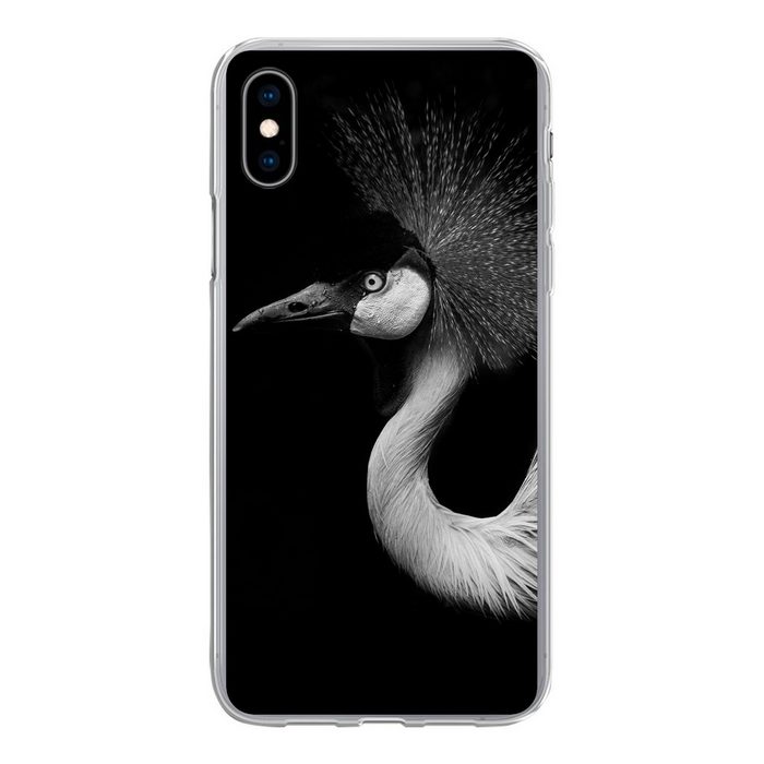 MuchoWow Handyhülle Kranich - Schwarz - Weiß - Vogel - Tiere Handyhülle Apple iPhone Xs Max Smartphone-Bumper Print Handy